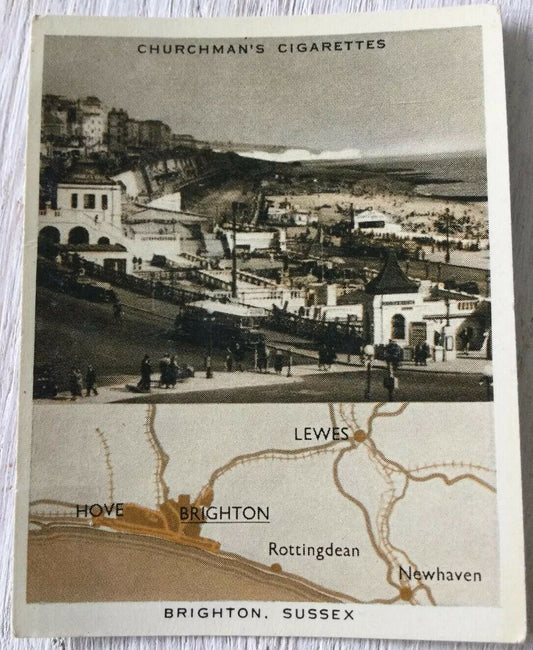 Brighton, Sussex 1937 Vintage Churchman's Cigarette Card Holidays In Britain #9 Old Picture Photo