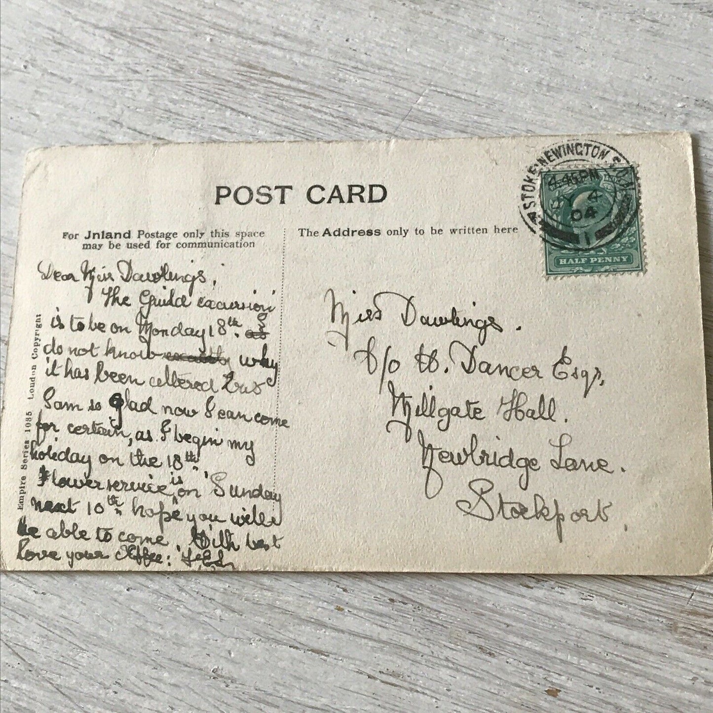 Antique Postcard - ENGLAND - LONDON - Albert Hall - Black And White - 1904 - Posted