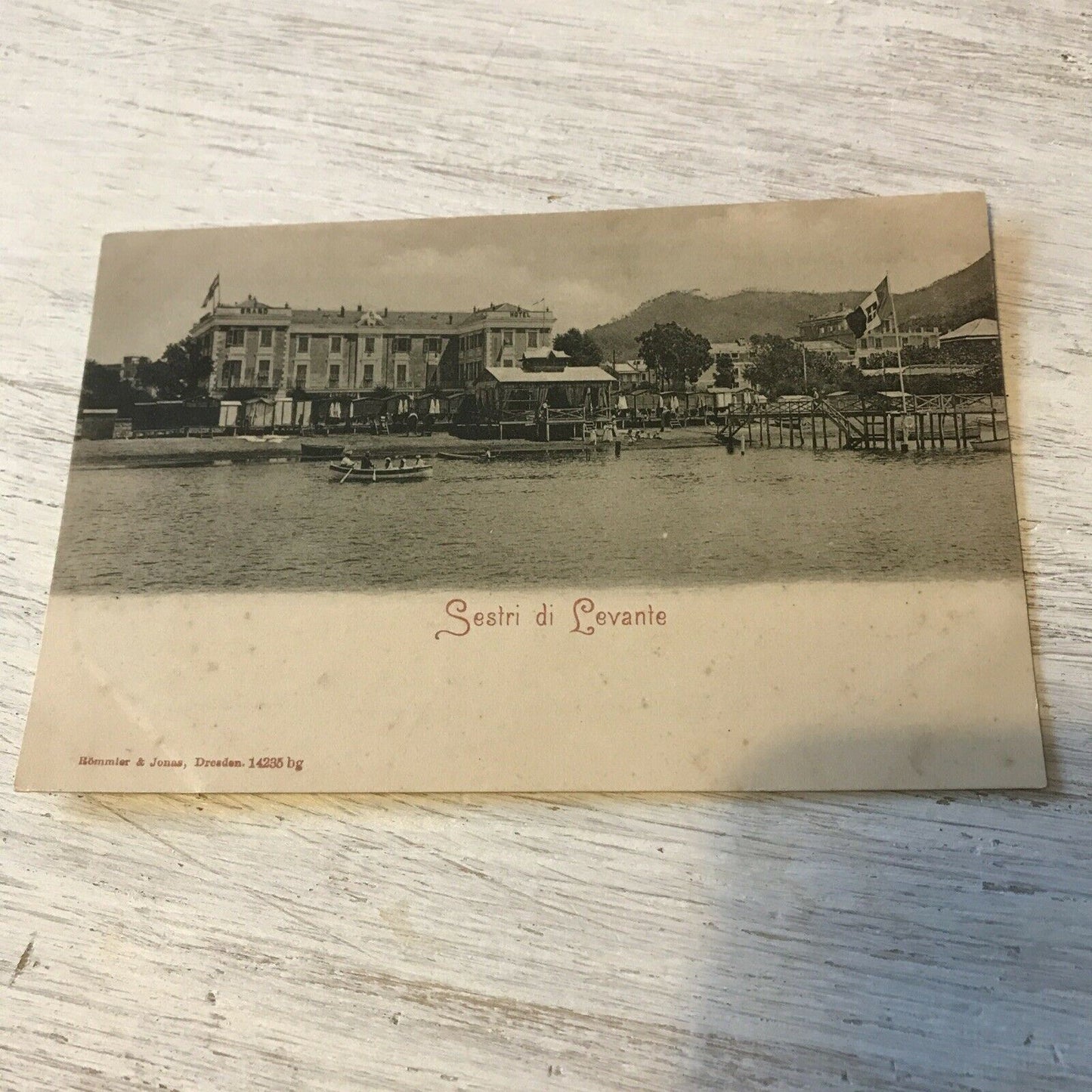 Vintage Postcard Sestri Di Levante Black And White Boats Pier Jetty