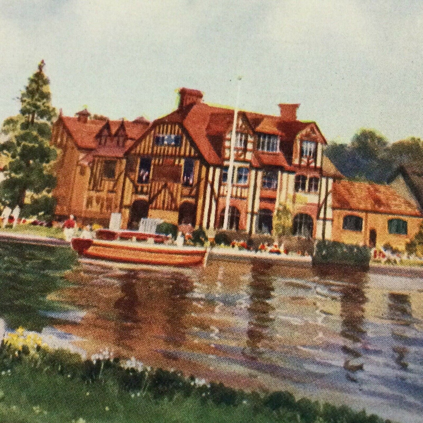Vintage Postcard The Swan Hotel, Horning. From E W Trick Watercolour. River Boats Scenic. Unposted.