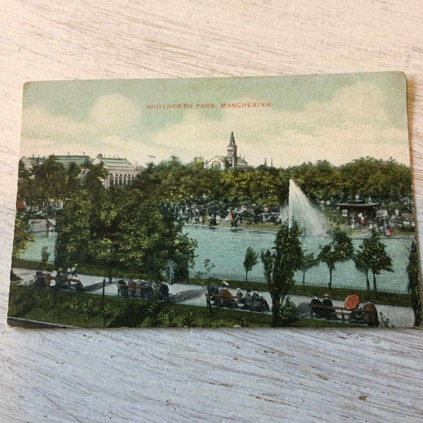 Vintage Postcard - ENGLAND - Whitworth Park Manchester - Star Series - Lake With Fountain - Tinted