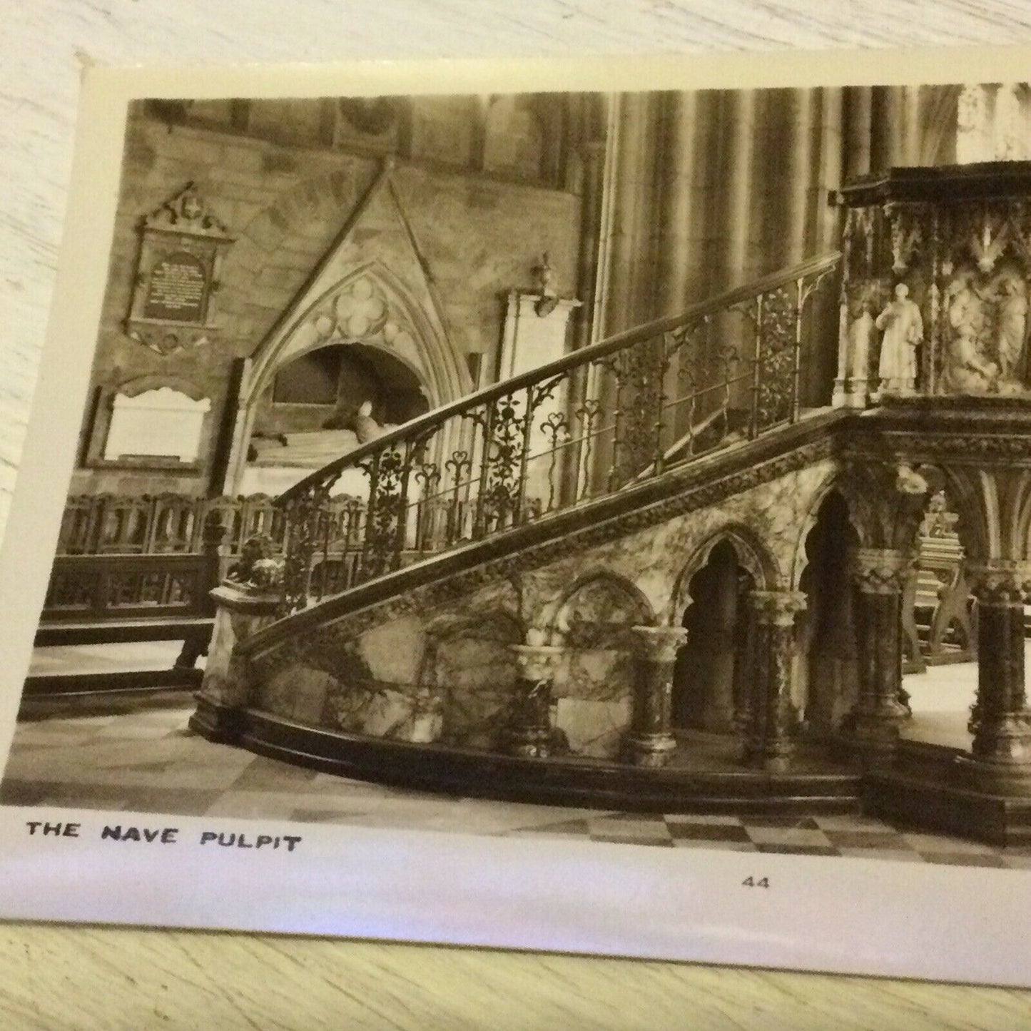 Vintage Postcard The Nave Pulpit Worcester Cathedral RP Black & White