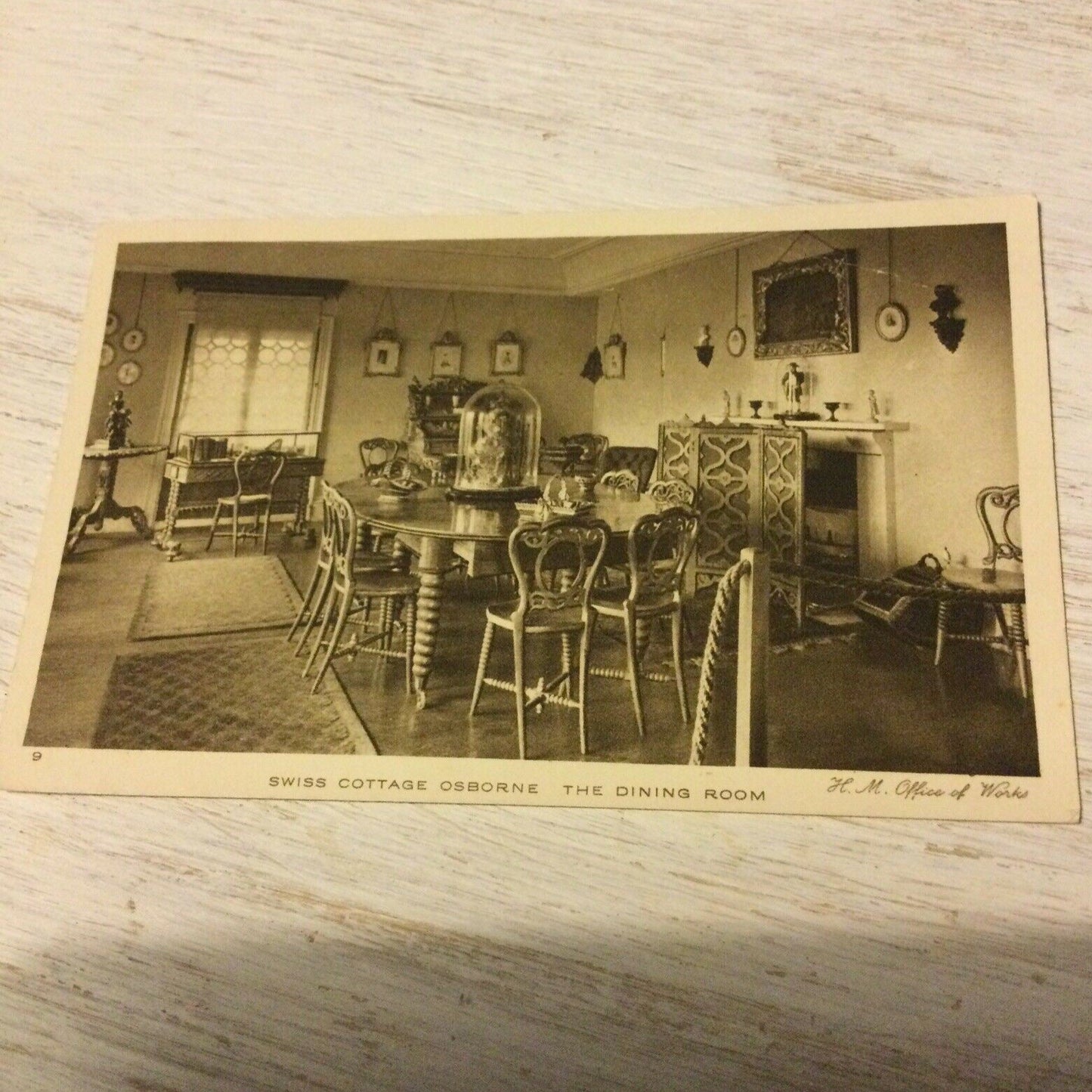 Vintage Postcard - Swiss Cottage At Osborne House - The Dining Room - Black And White - Unposted