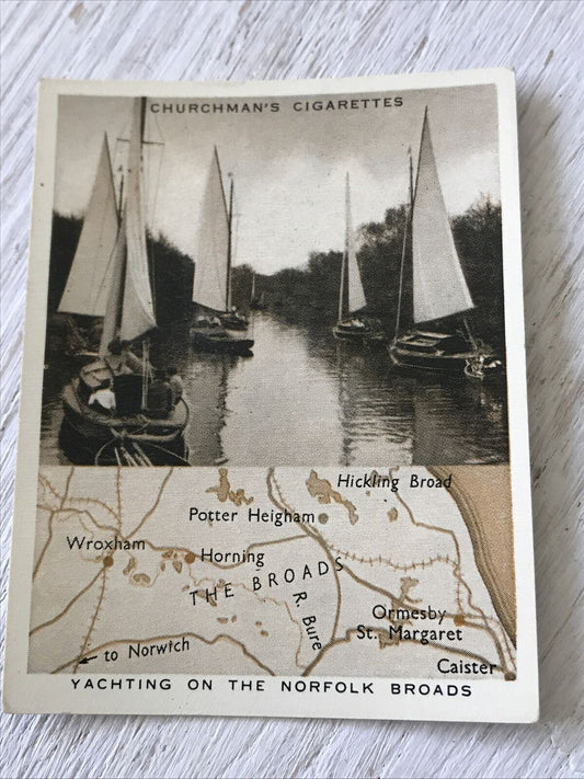 Churchmans Cigarette Card Holidays In Britain 18 Yachting Norfolk Broads Vintage