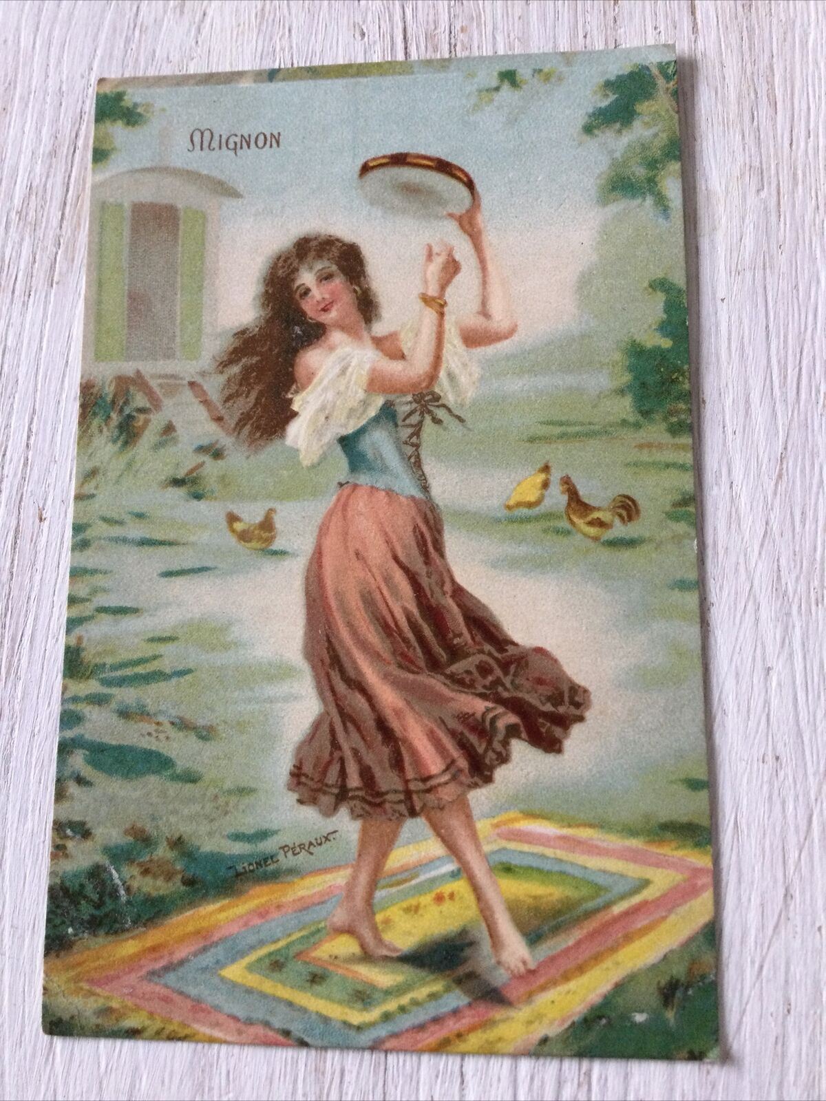 Vintage / Antique Postcard - 1910 - Coloured Card - Mignon - Dancing Gypsy Woman - Lionel Peraux