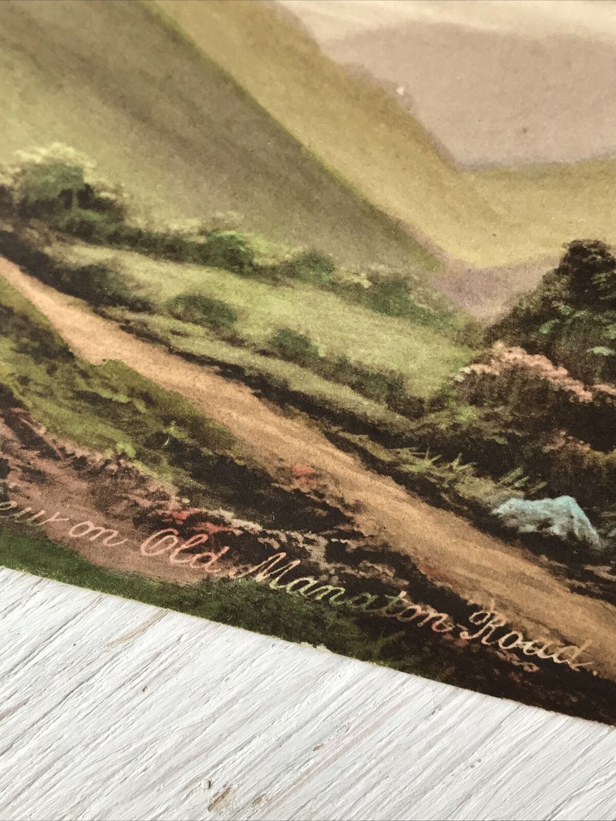 Set Of 2 Vintage Tinted Postcards - Dartmoor - Leather Tor & Bridge - Manaton Road - Frith's - Unposted