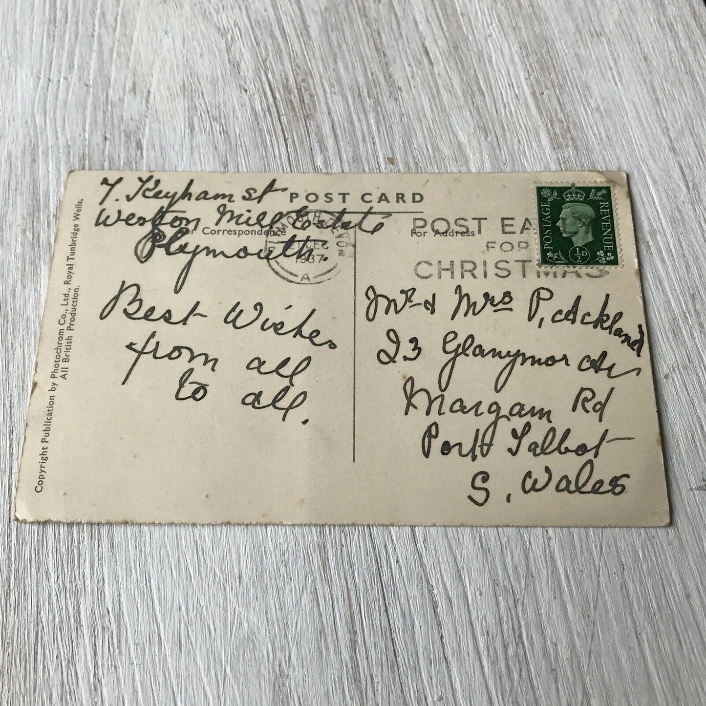 Vintage 1930s Postcard - ENGLAND - Dartmoor - Meeting Of East & West Rivers Dart. Hills Trees