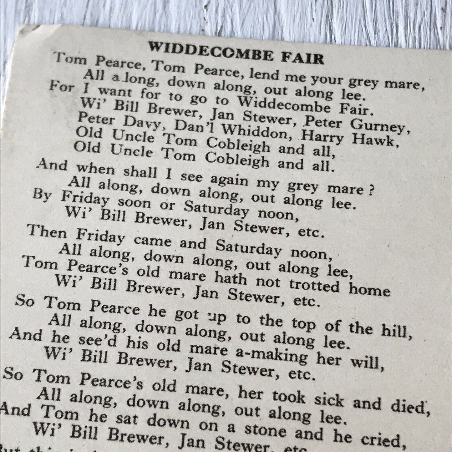 Vintage Postcard Widdecombe Fair Poem & Village Sign Dartmoor Widdecombe Moor