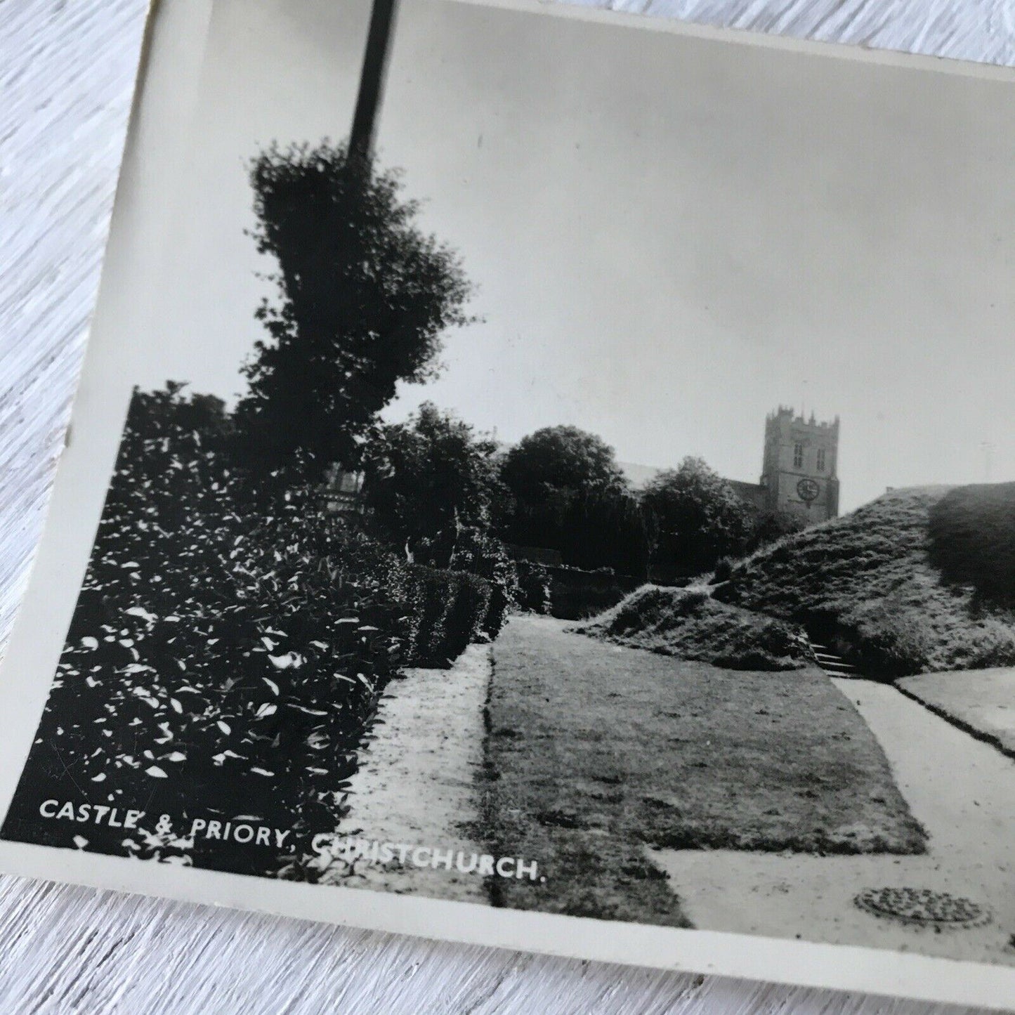 Vintage Real Photo Postcard Castle Priory Christchurch Ruins Church Sunny South