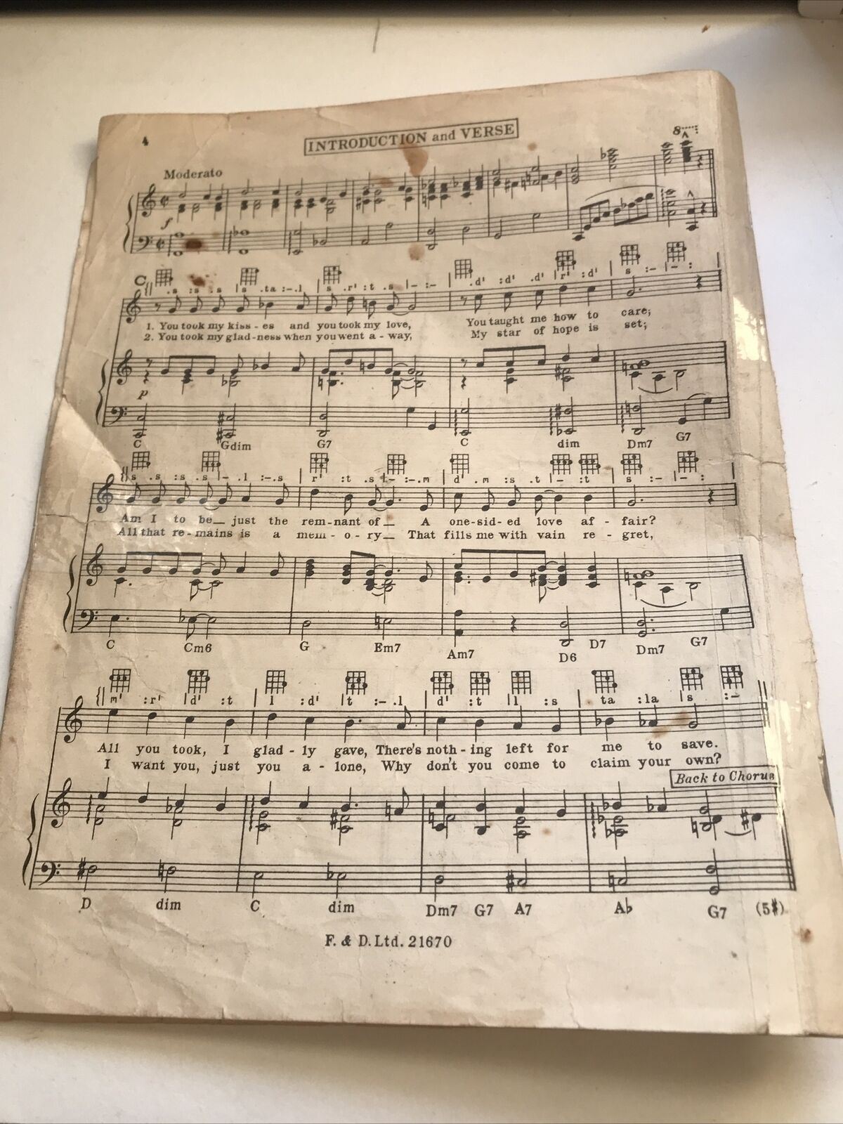 Vintage Sheet Music - All Of Me - Seymour Simons Gerald Marks - 1931 - SELLOTAPED