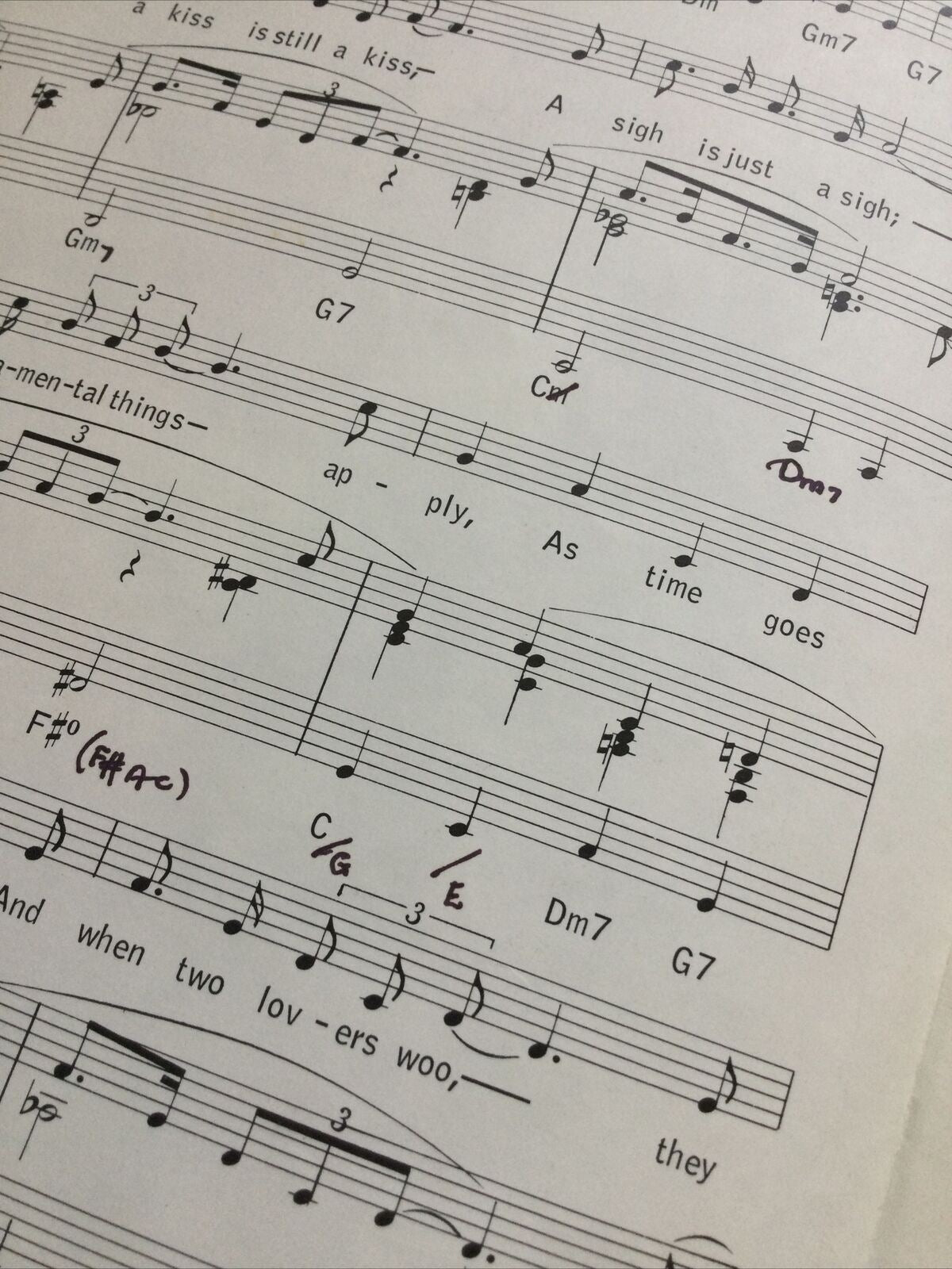 As Time Goes By - Vintage Sheet Music From Casablanca - Annotated -  Hupfeld Bogart