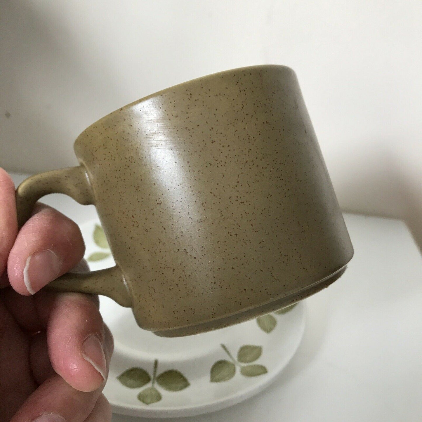 Vintage Retro 1970s Cup And Saucer J&G Meakin Tulip Time Olive Green Brown Colour