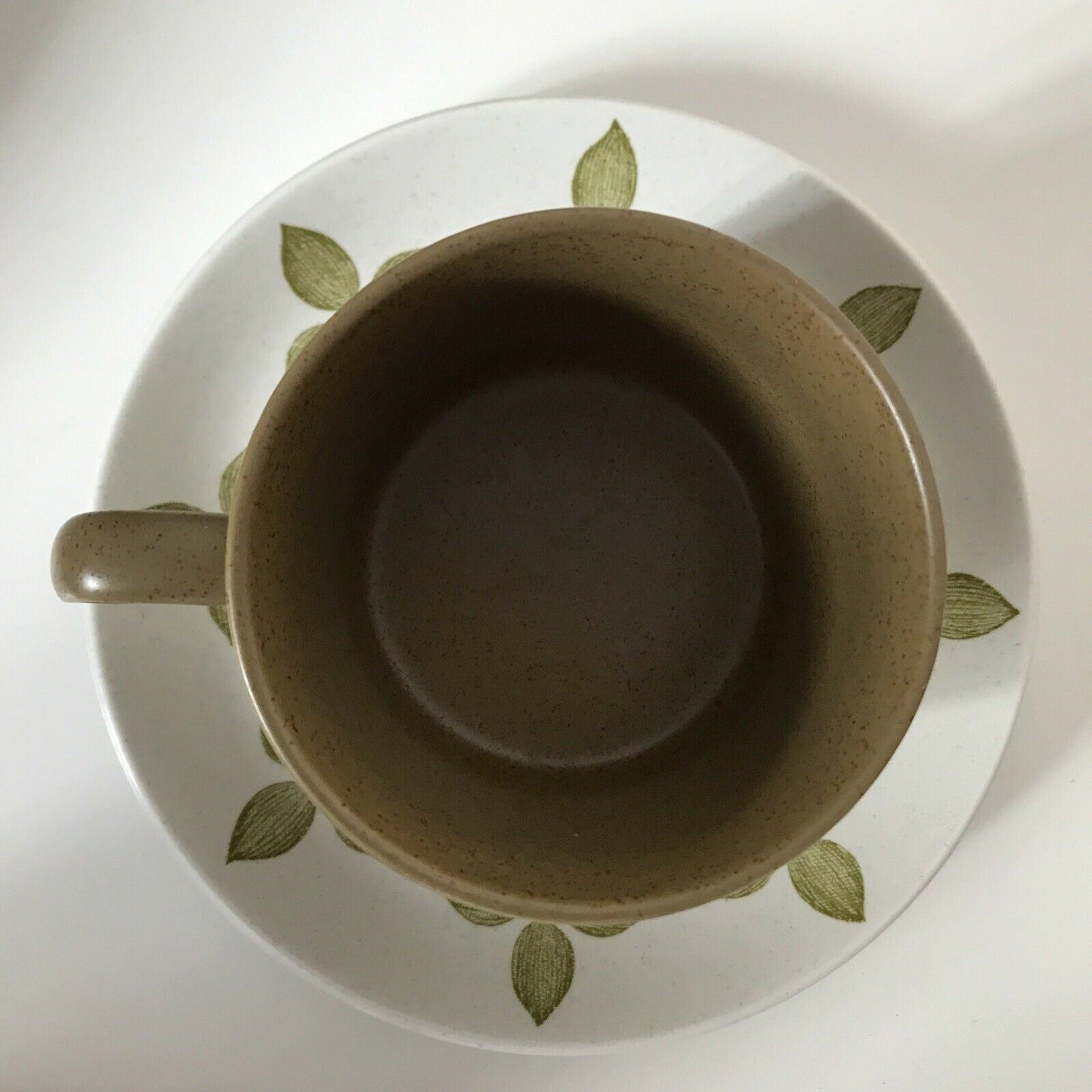 Vintage Retro 1970s Cup And Saucer J&G Meakin Tulip Time Olive Green Brown Colour
