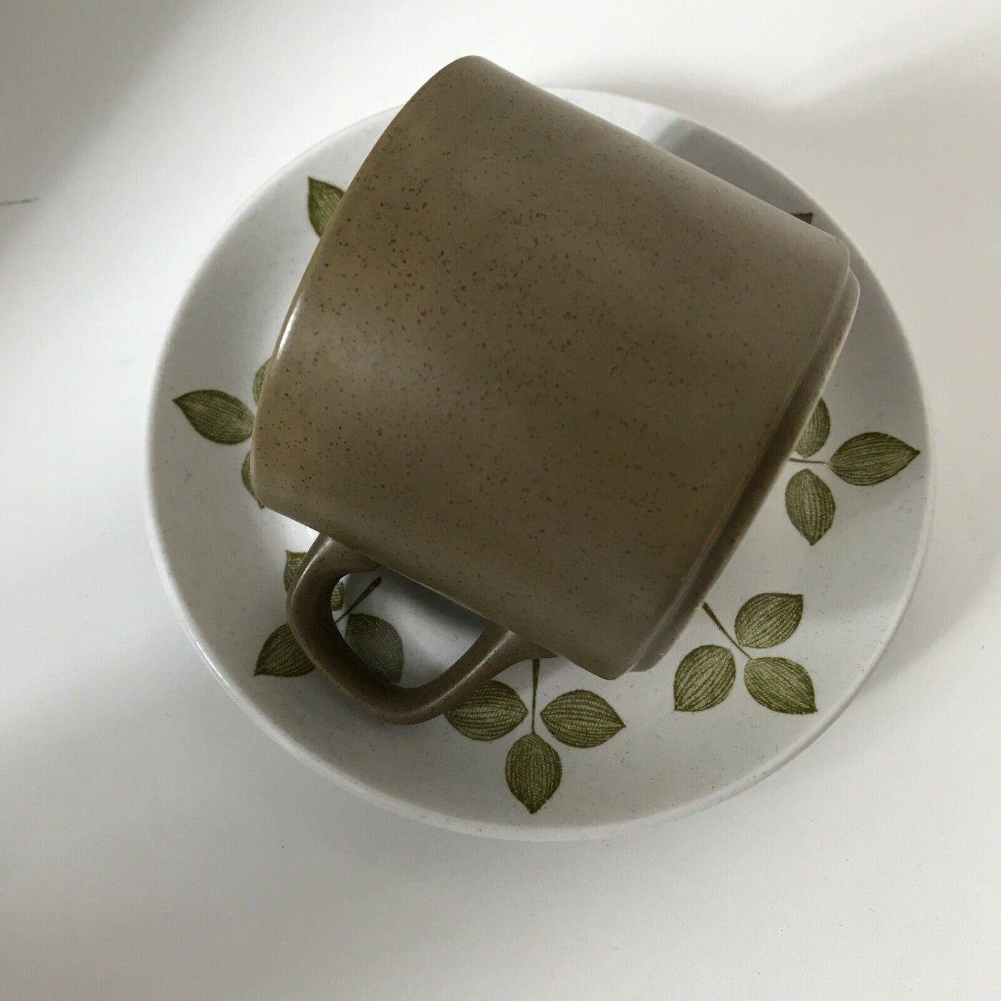 Vintage Retro 1970s Cup And Saucer J&G Meakin Tulip Time Olive Green Brown Colour