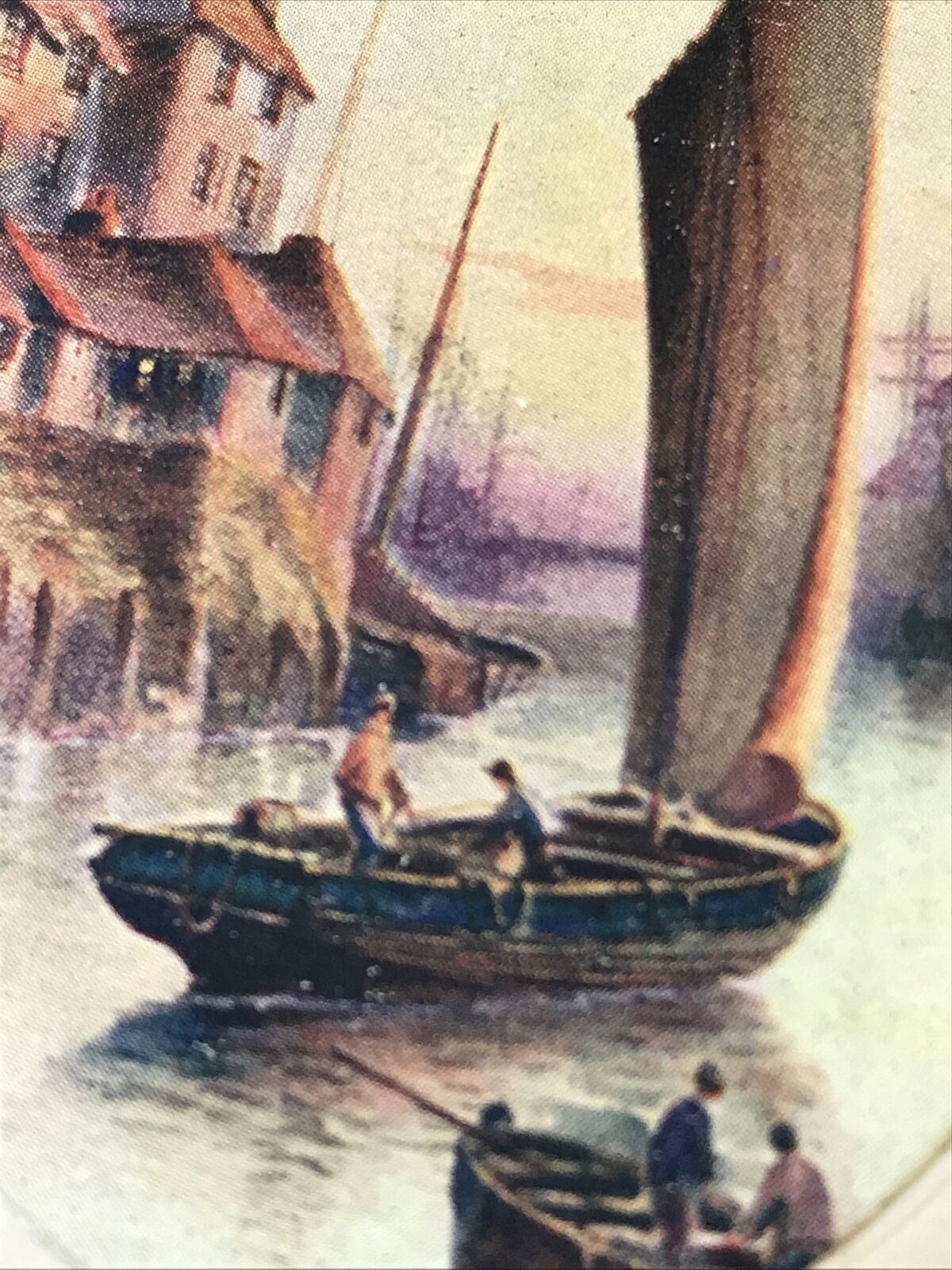 Antique Birthday Greetings Postcard - Boats On River - Nice Poem - 1916 - 'From Teacher'