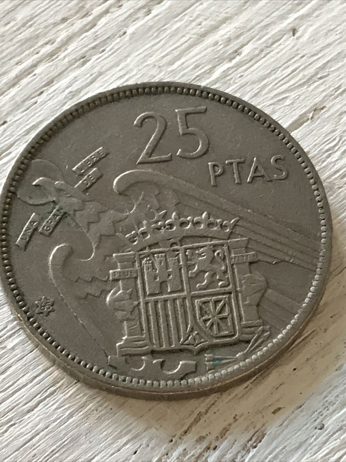 1957 25 Pesetas Ptas Spanish Coin Spain Franco