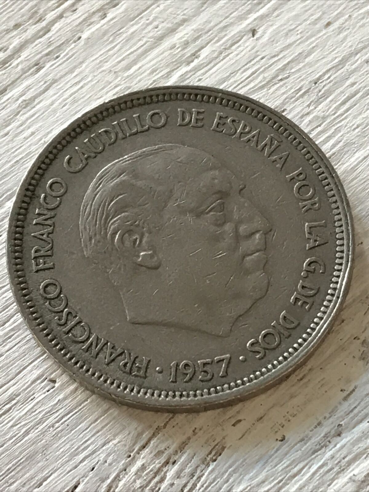1957 25 Pesetas Ptas Spanish Coin Spain Franco