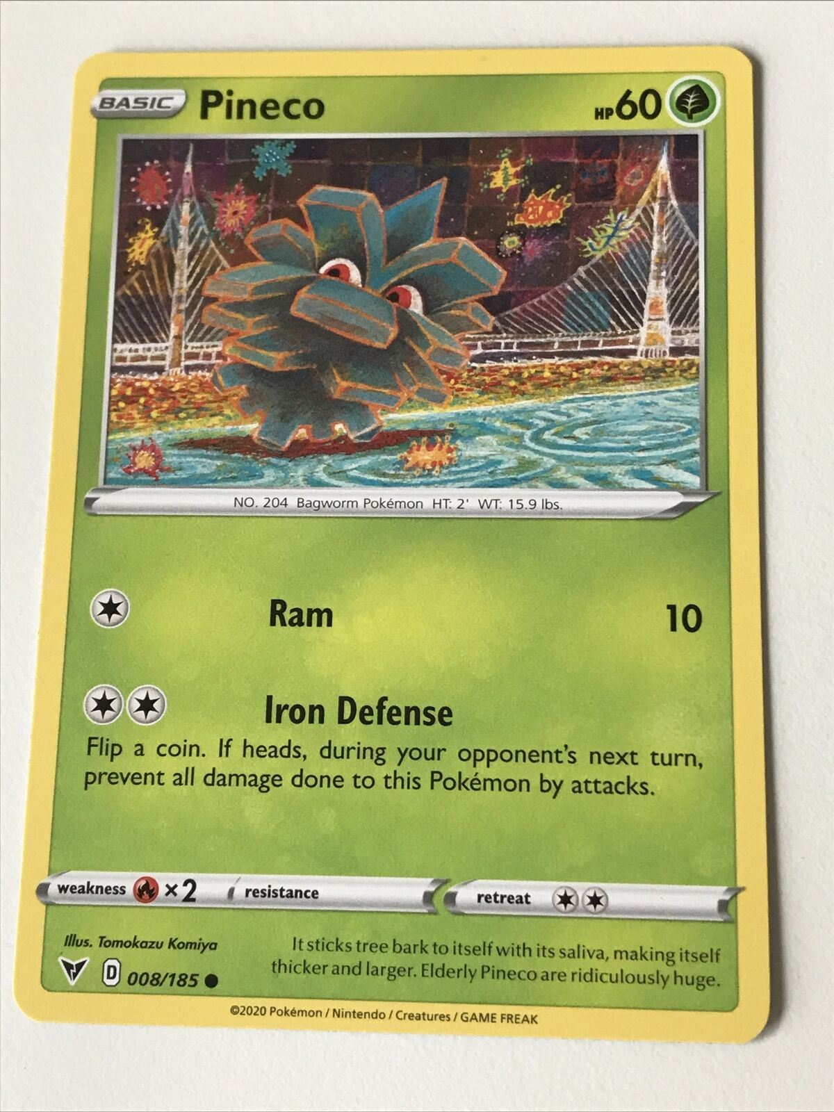 Pokemon Card Vivid Voltage Pineco Basic 8/185 Mint Condition 2020