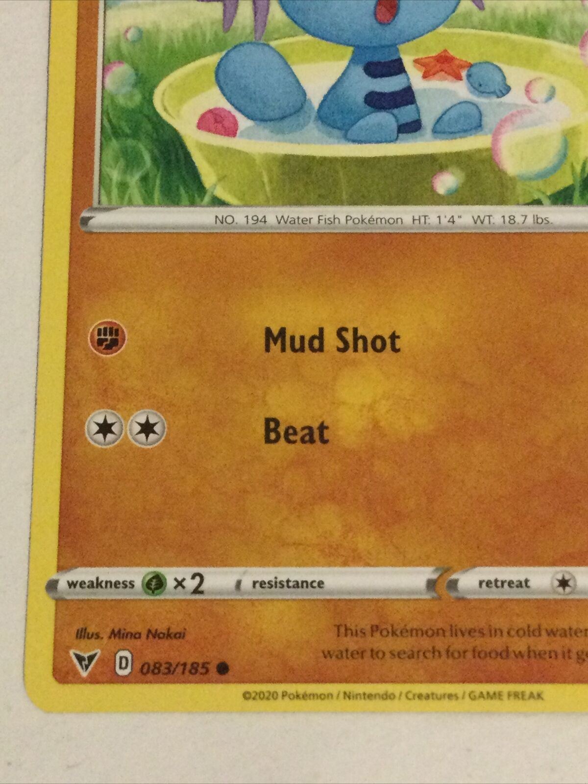 Pokemon Card 2020 Vivid Voltage Mint Basic WOOPER 83/185 Water Fish Mud Shot