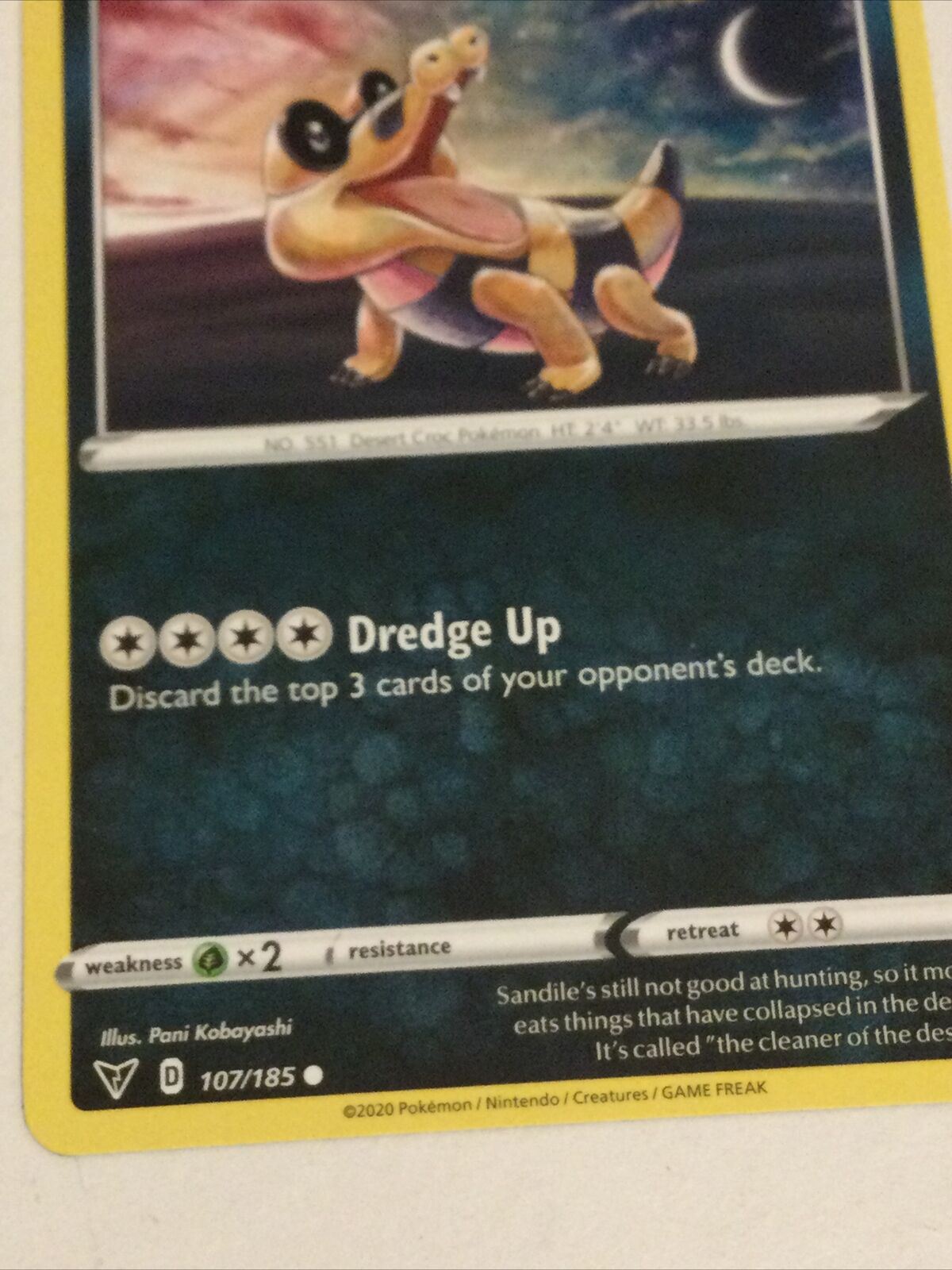 Pokemon Card 2020 Vivid Voltage Mint Basic SANDILE 107/185 Desert Croc Dredge Up