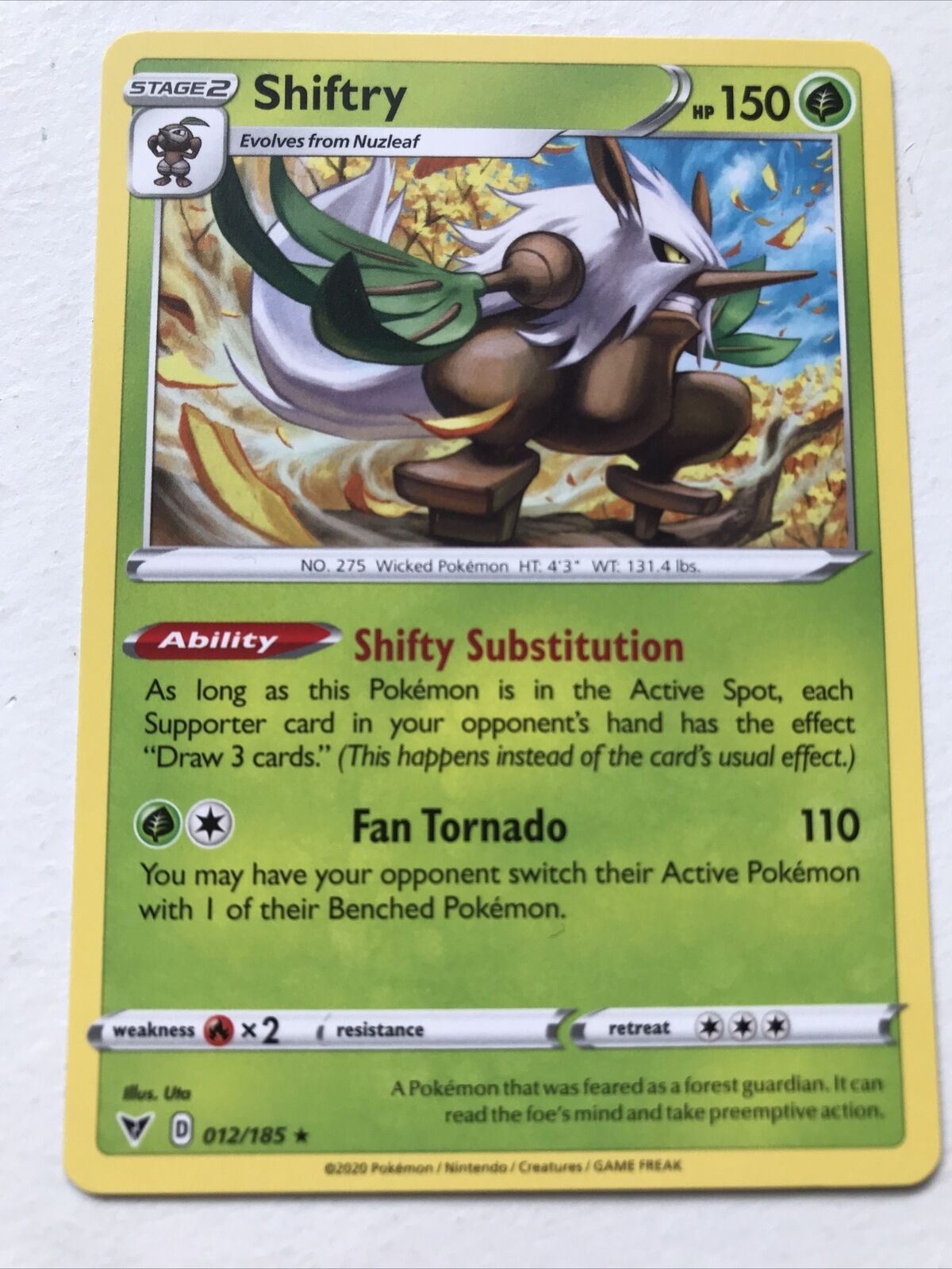 Pokemon Card Vivid Voltage 2020 Pack Fresh Stage 2 SHIFTRY 12/185 Wicked Shifty