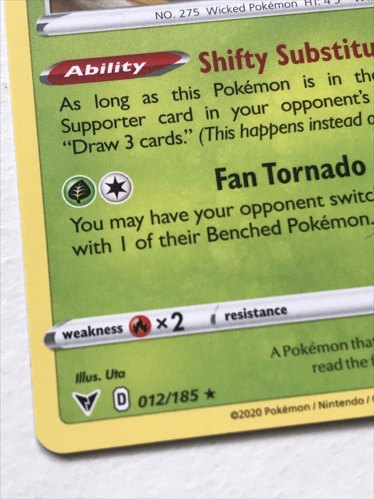 Pokemon Card Vivid Voltage 2020 Pack Fresh Stage 2 SHIFTRY 12/185 Wicked Shifty