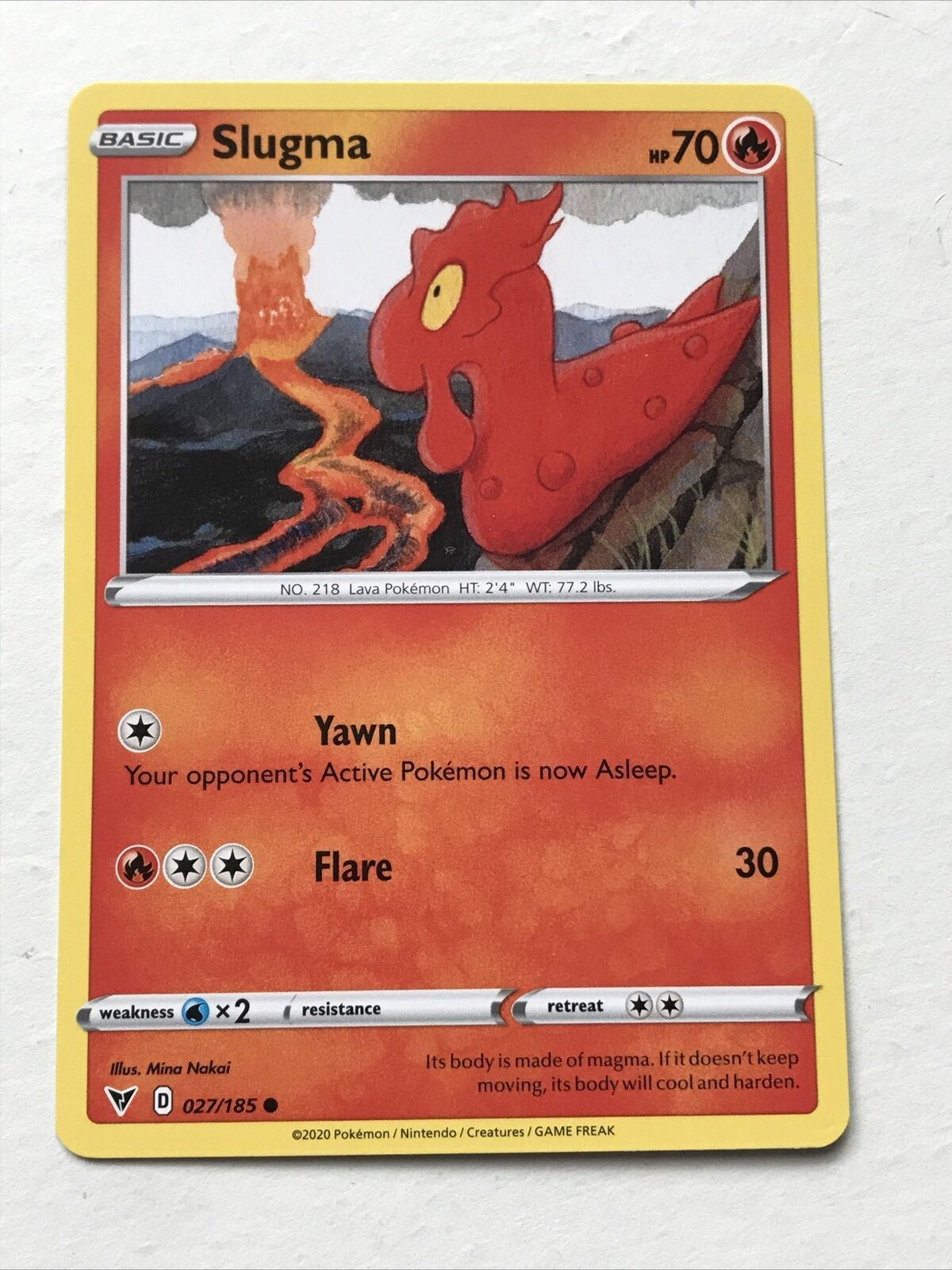 Pokemon Card Vivid Voltage 2020 Pack Fresh Basic SLUGMA 27/185 Lava Yawn Flare