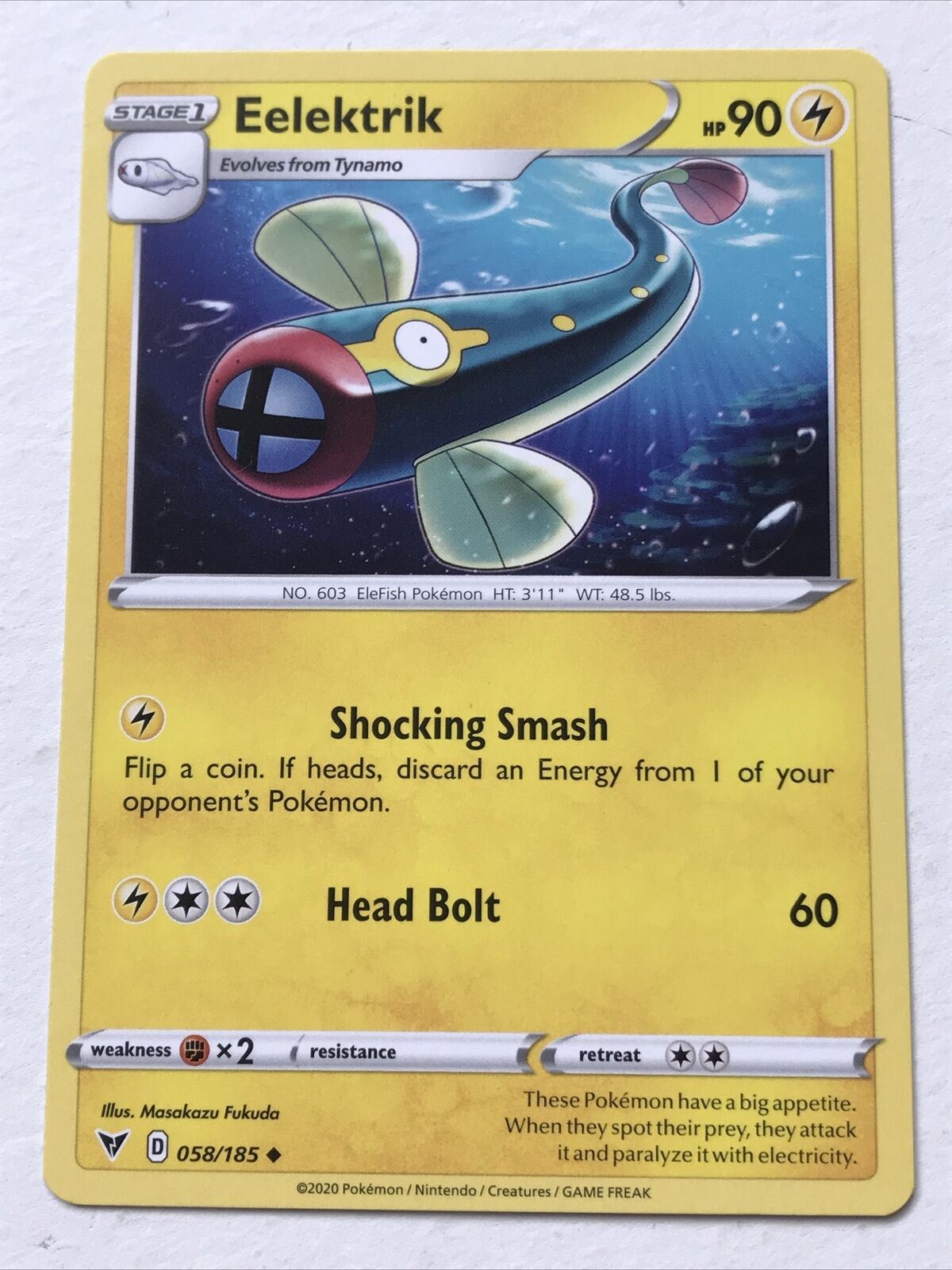 Pokemon Card Vivid Voltage 2020 Pack Fresh Stage 1 EELEKTRIK 58/185 Elefish