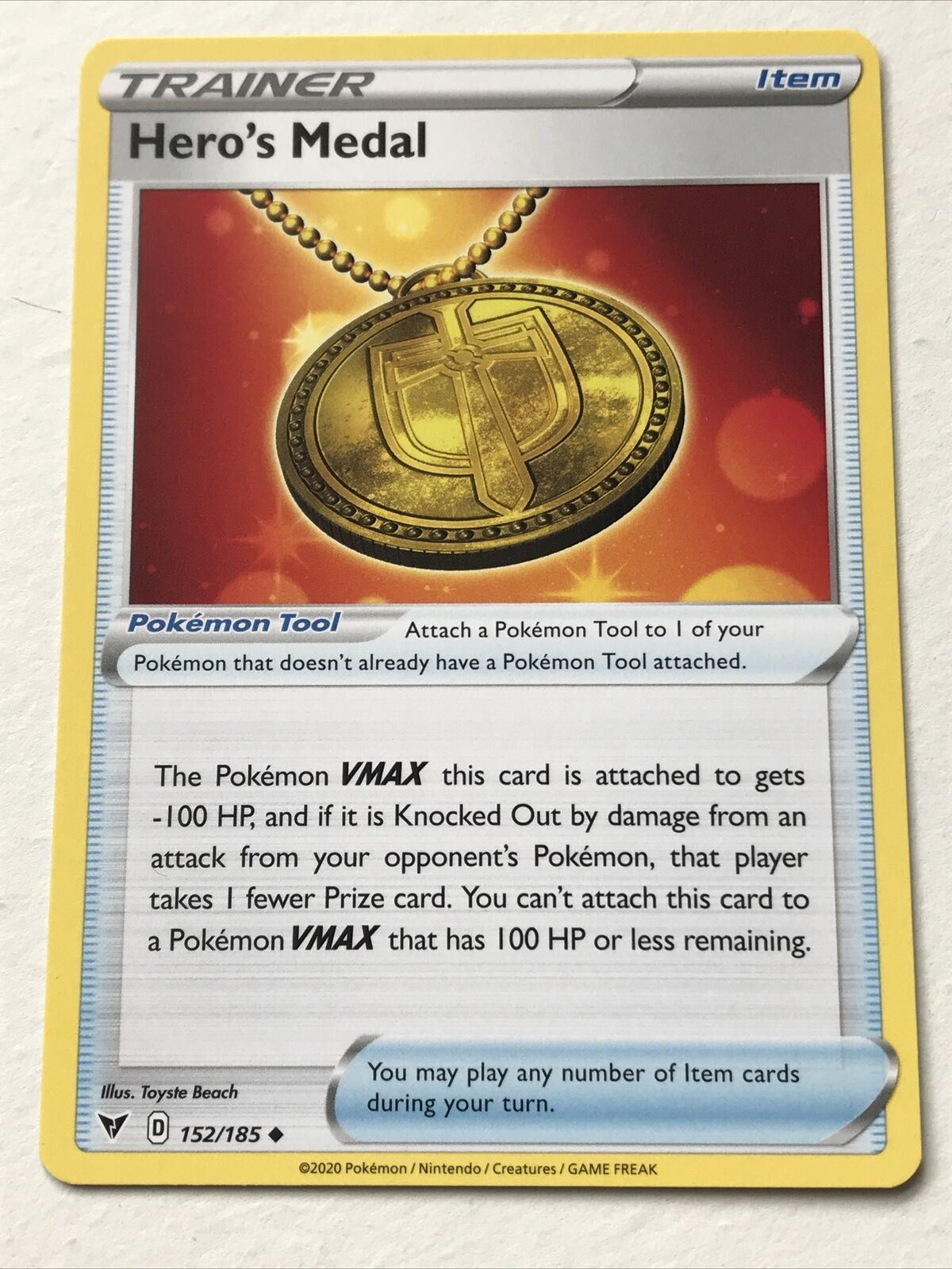 Pokemon Card Vivid Voltage 2020 Pack Fresh Trainer HERO’S MEDAL 152/185 Item