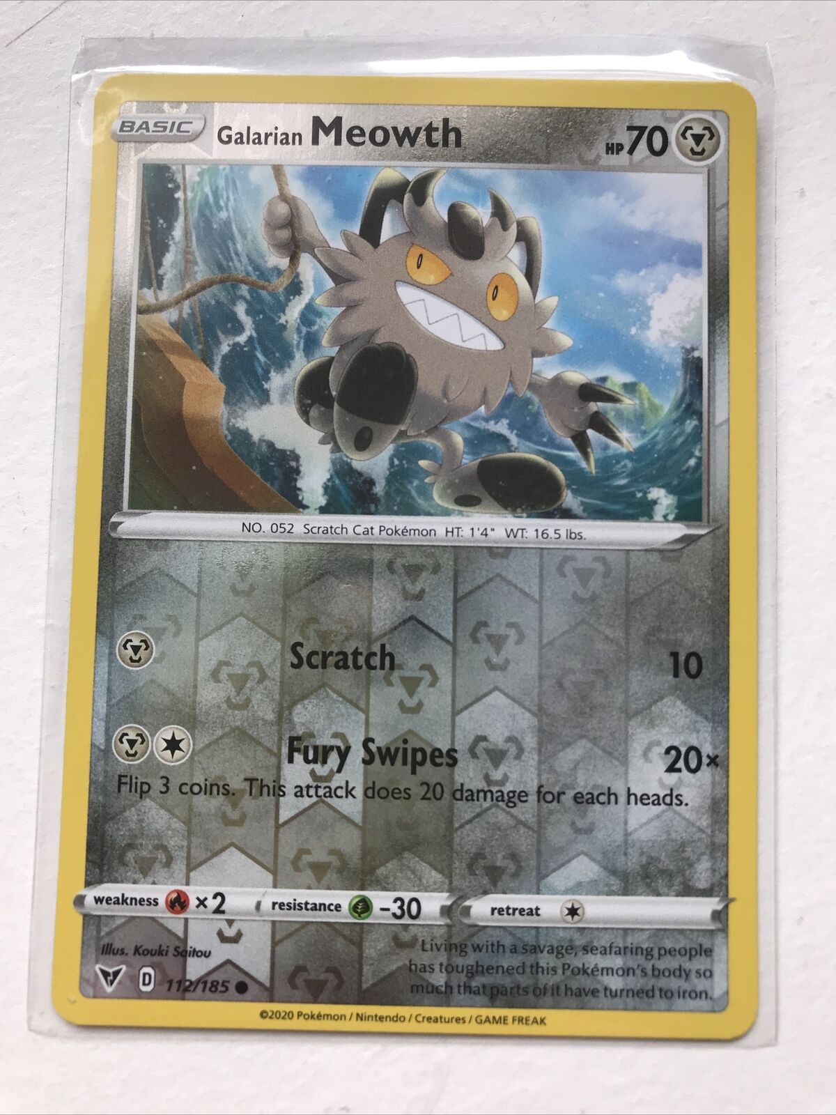Pokemon Card Vivid Voltage 2020 Pack Fresh Basic Galarian Meowth 112/185 Revers