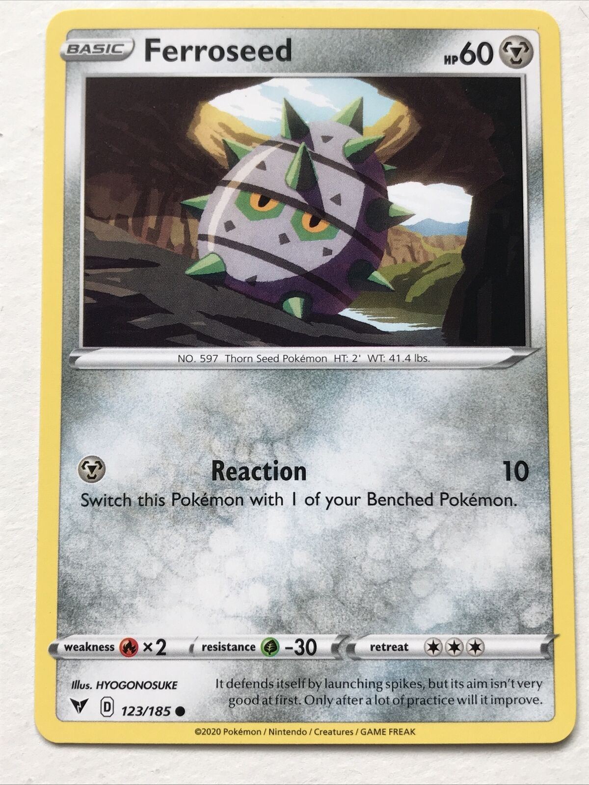Pokemon Card Vivid Voltage 2020 Pack Fresh basic FERROSEED 123/185 Thorn Seed