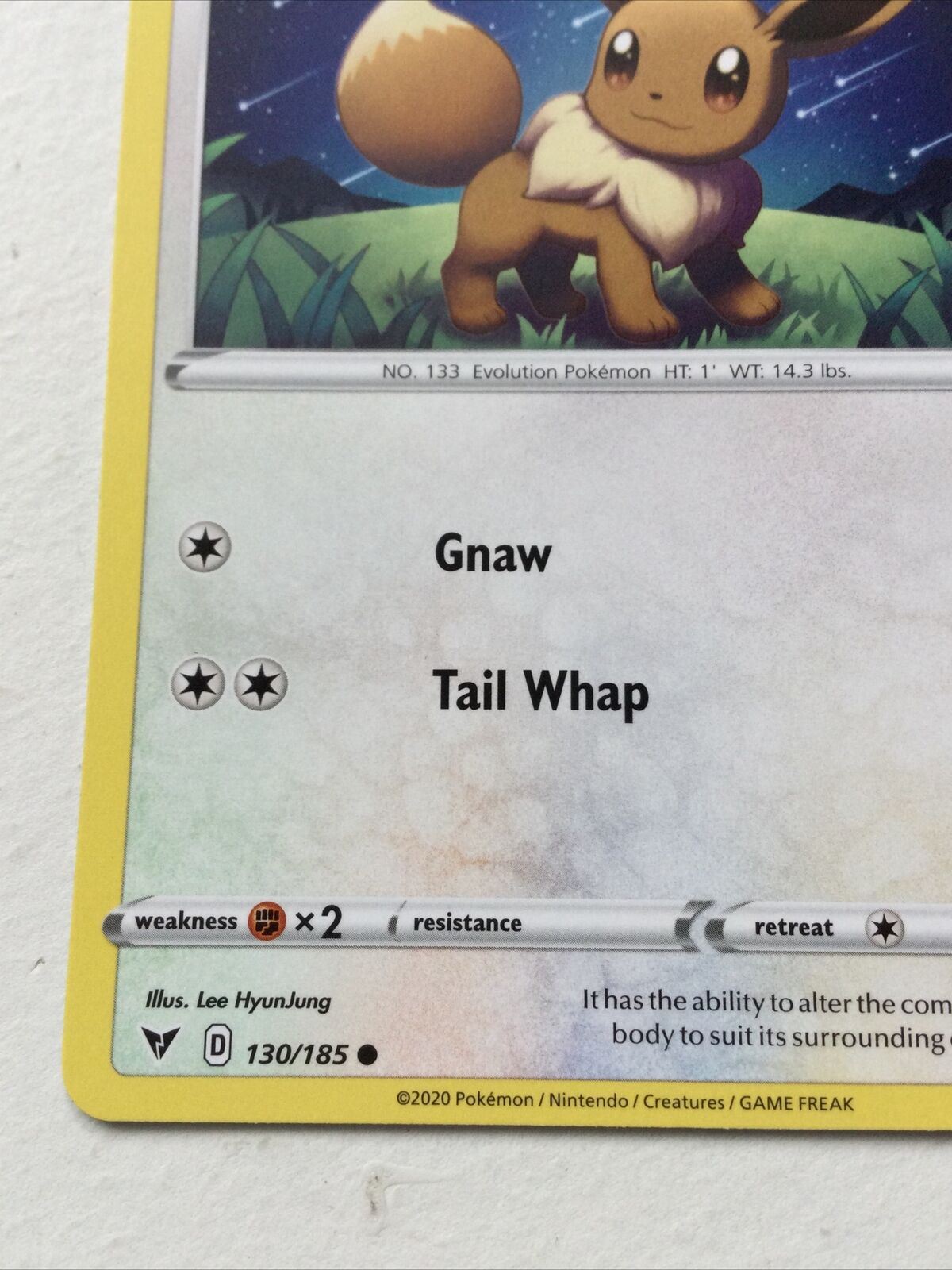 Pokemon Card Vivid Voltage 2020 Pack Fresh Basic EEVEE 130/185 Evolution Gnaw