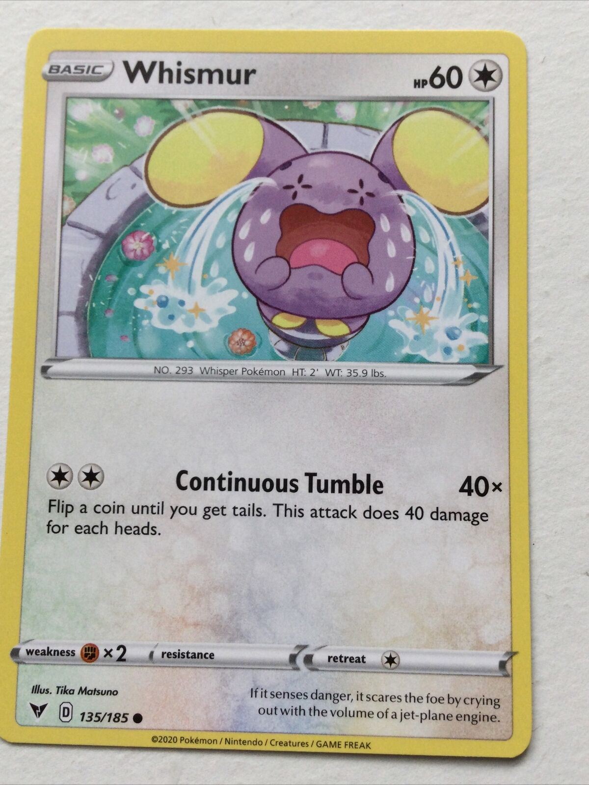 Pokemon Card Vivid Voltage 2020 Pack Fresh Basic WHISMUR 135/185 Whisper