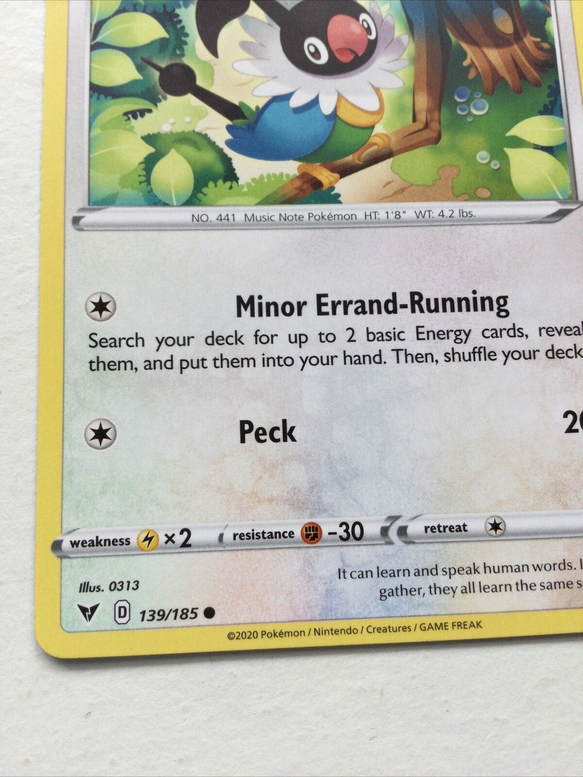 Pokemon Card Vivid Voltage 2020 Pack Fresh Basic CHATOT 139/185 Music Note Peck