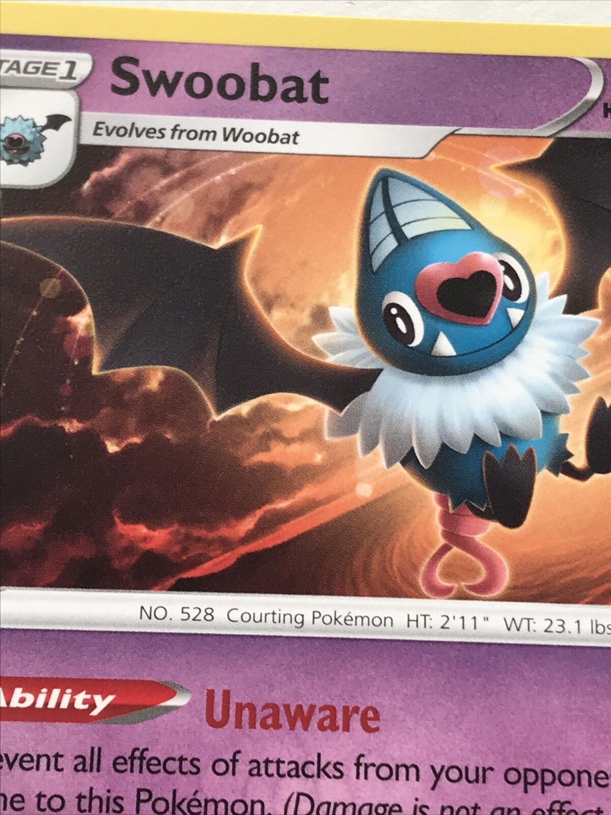 SWOOBAT 74/185 Stage 1 Courting Pokemon Card 2020 Vivid Voltage Pack Fresh