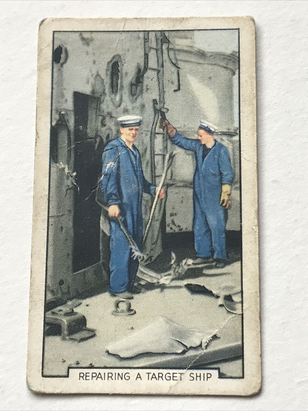 The Navy - Park Drive Gallaher Cigarette Card - REPAIRING A TARGET SHIP CENTURION. 1937. 1930s.