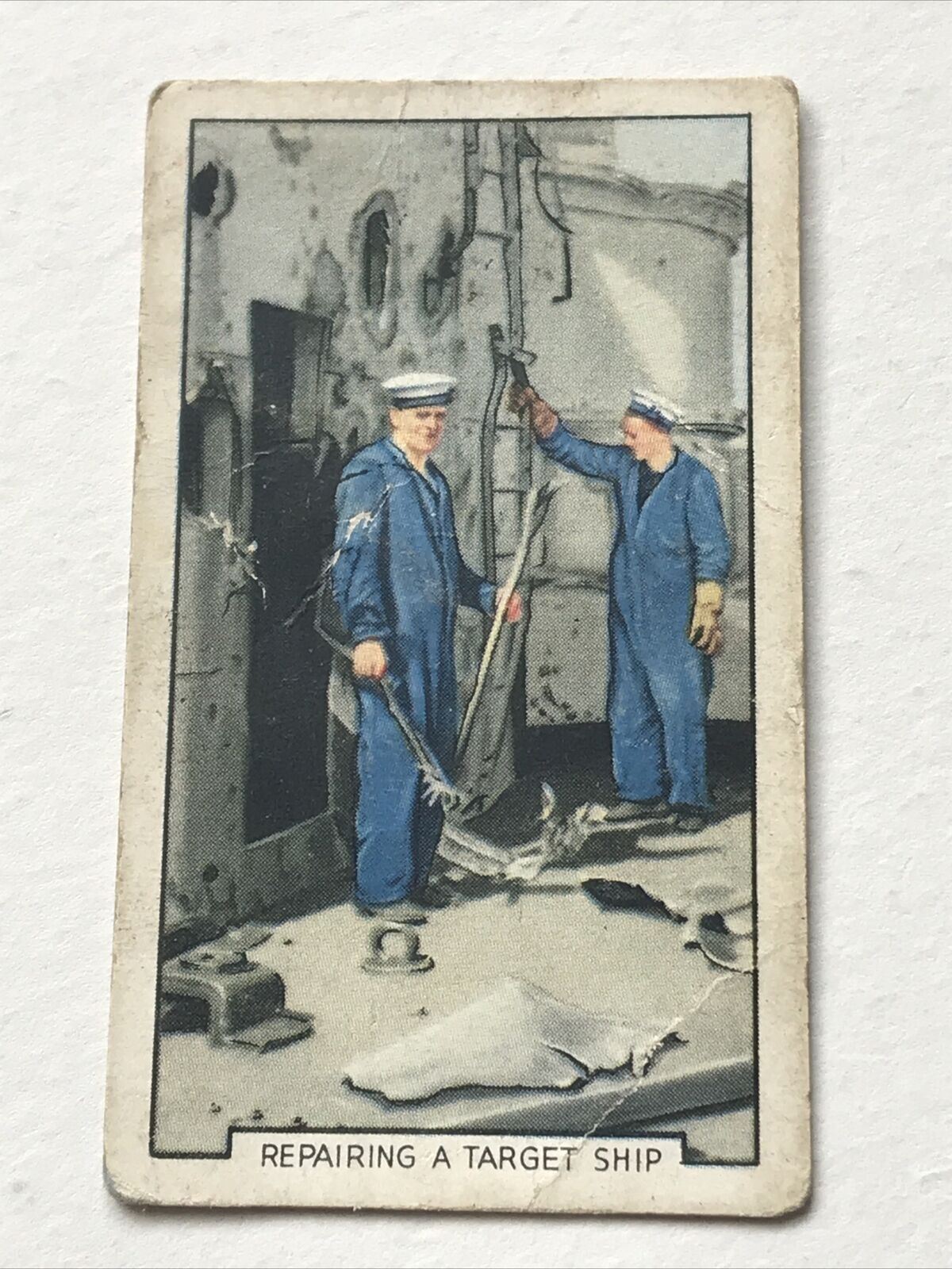 The Navy - Park Drive Gallaher Cigarette Card - REPAIRING A TARGET SHIP CENTURION. 1937. 1930s.