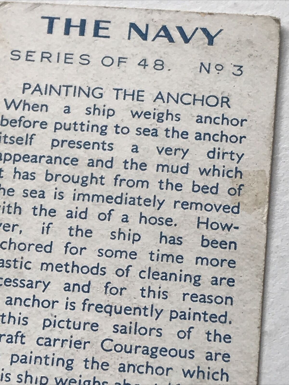 PAINTING THE ANCHOR no3 COURAGEOUS Park Drive Gallaher Cigarette Card The Navy