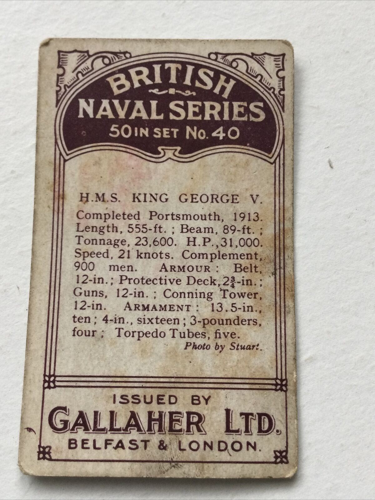 DIRIGIBLE PASSING OVER HMS KING GEORGE V - Gallaher Cigarette Card - British Naval Series - No. 32 - Navy War Ship