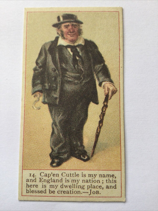 CAPTAIN CUTTLE Dombey and Son. Dickens Gallery Cope Bros Cigarette Card #14 Nostalgia Reprint 1989