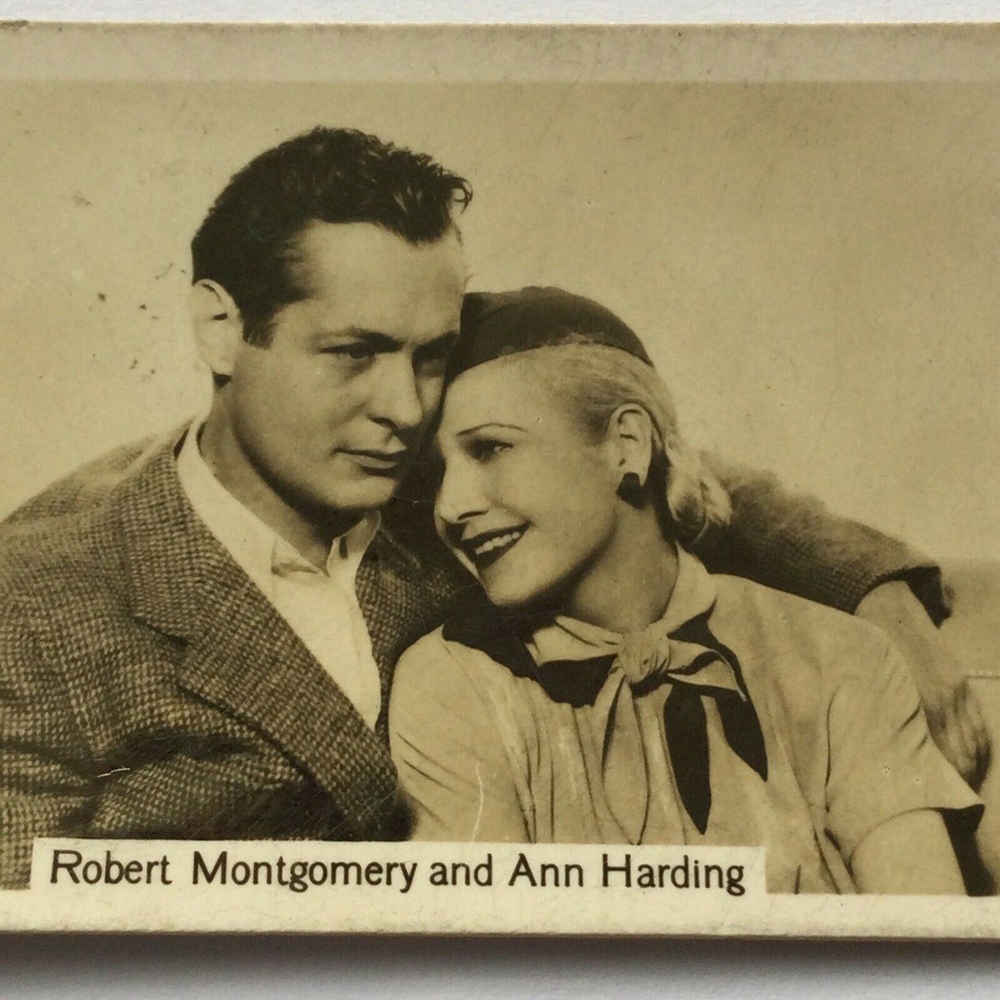 ROBERT MONTGOMERY ANN HARDING Photo 1930s 1934- John Sinclair Cigarette Card Film Stars #61