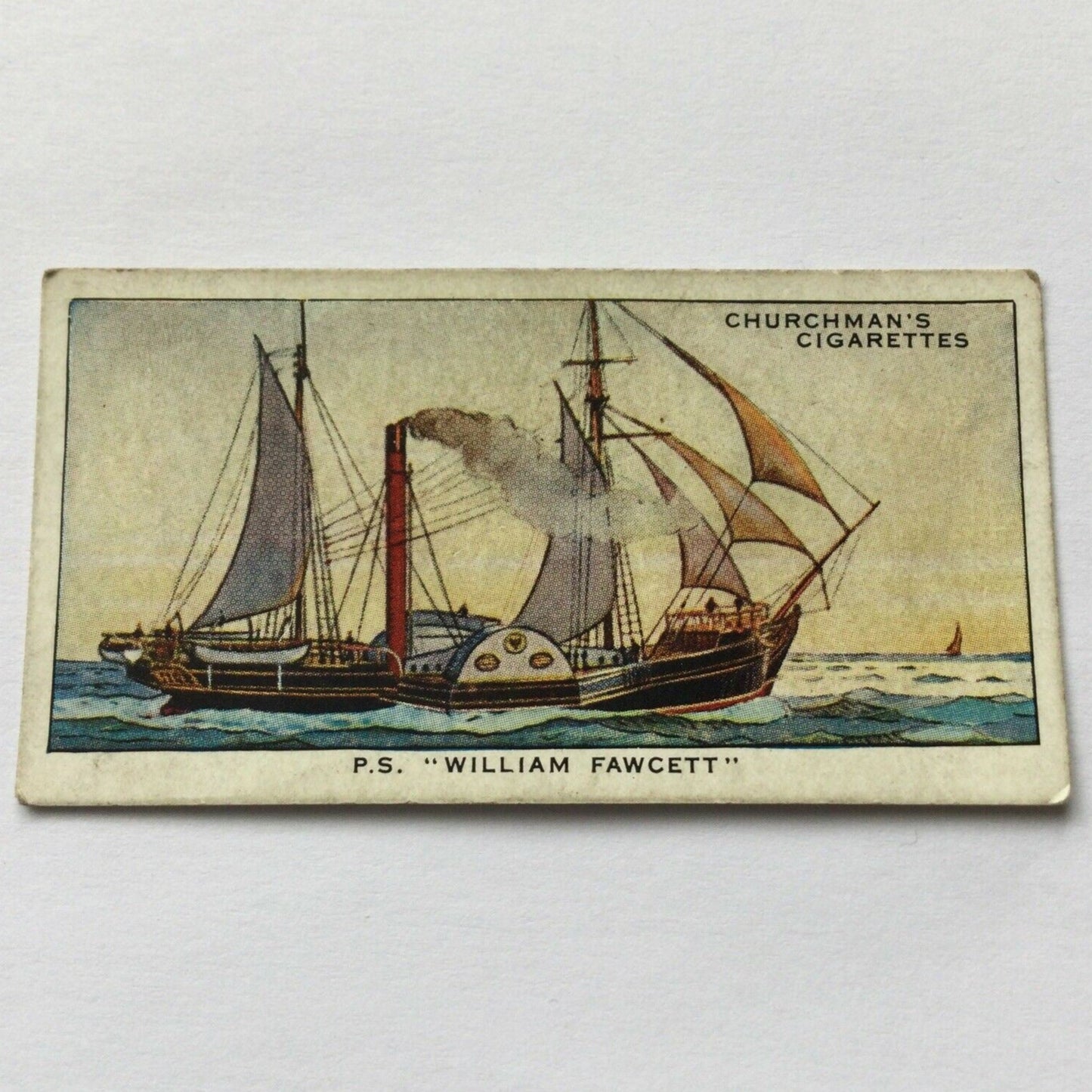 P S WILLIAM FAWCETT - Churchmans Cigarette Card - Story Of Navigation #44 Steam 1937