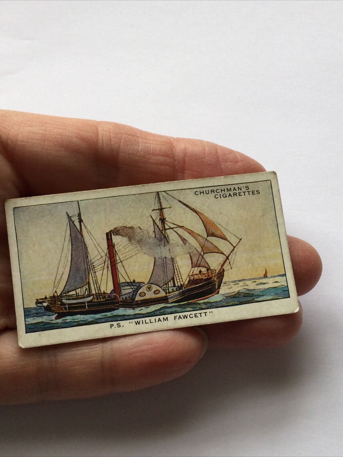 P S WILLIAM FAWCETT - Churchmans Cigarette Card - Story Of Navigation #44 Steam 1937