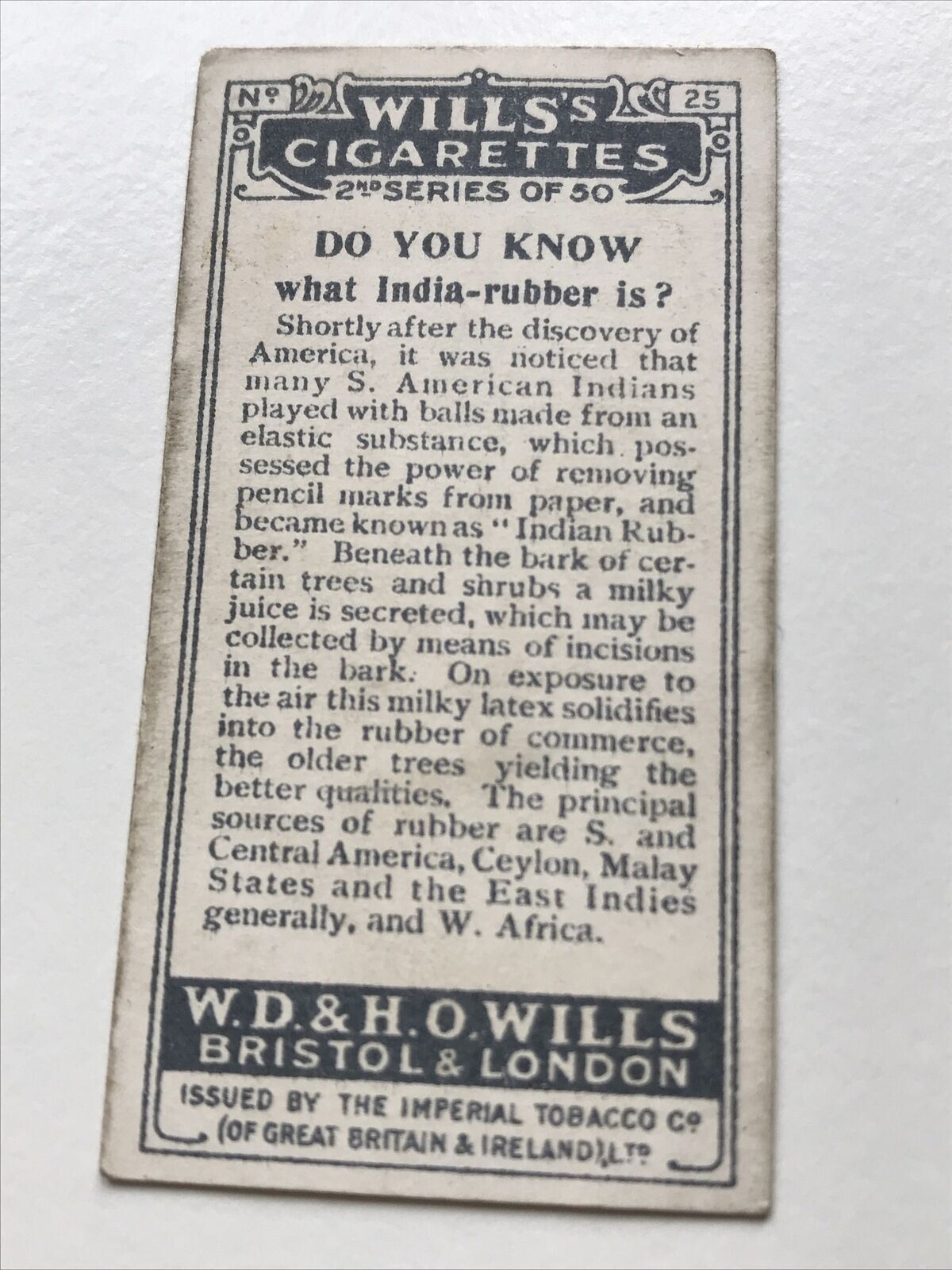 Wills Cigarette Cards DO YOU KNOW? Various series, sold individually
