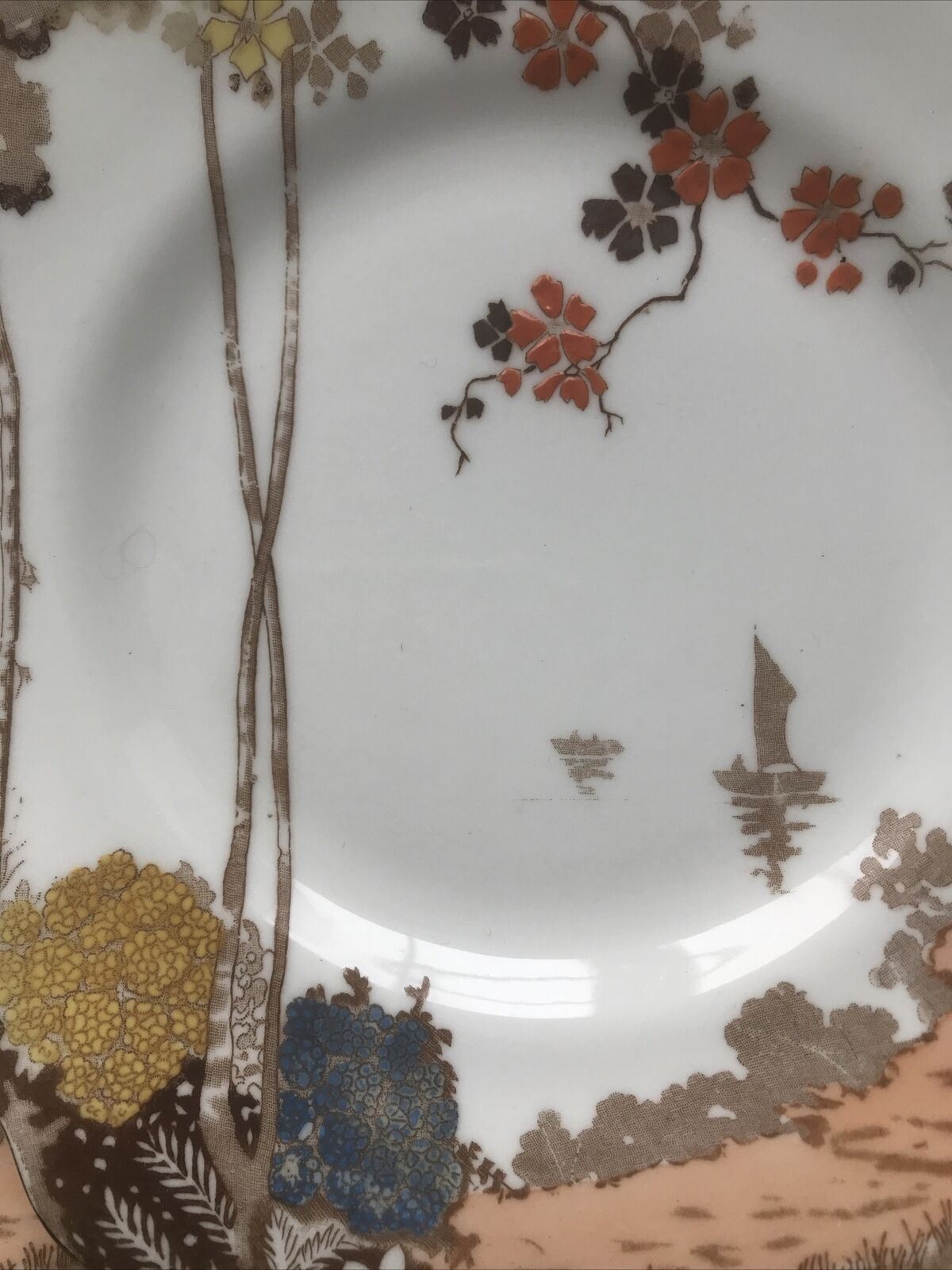 Set Of 6 GRAFTON ARCADIA Side Plates Art Deco 1930s. Tall Trees Blossom Woodland