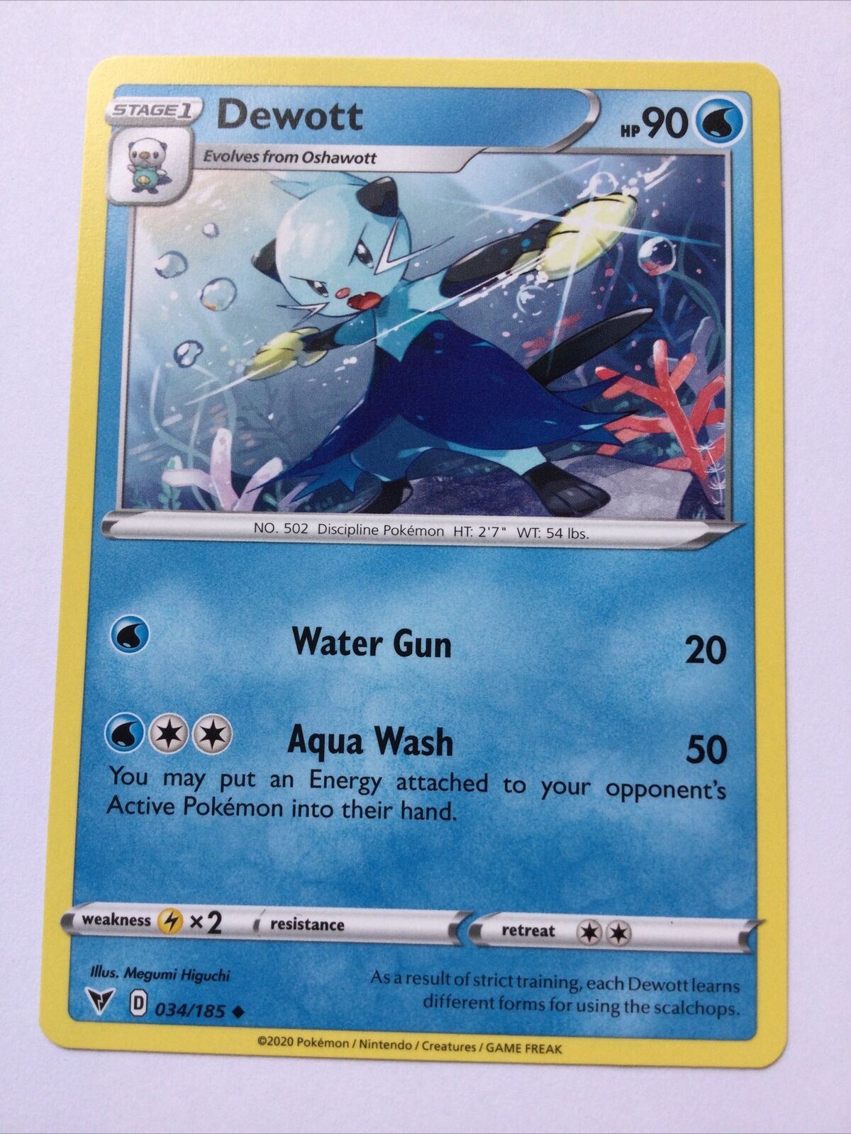 DEWOTT 34/185 Discipline Water Gun Pokemon Card 2020 Vivid Voltage Pack Fresh