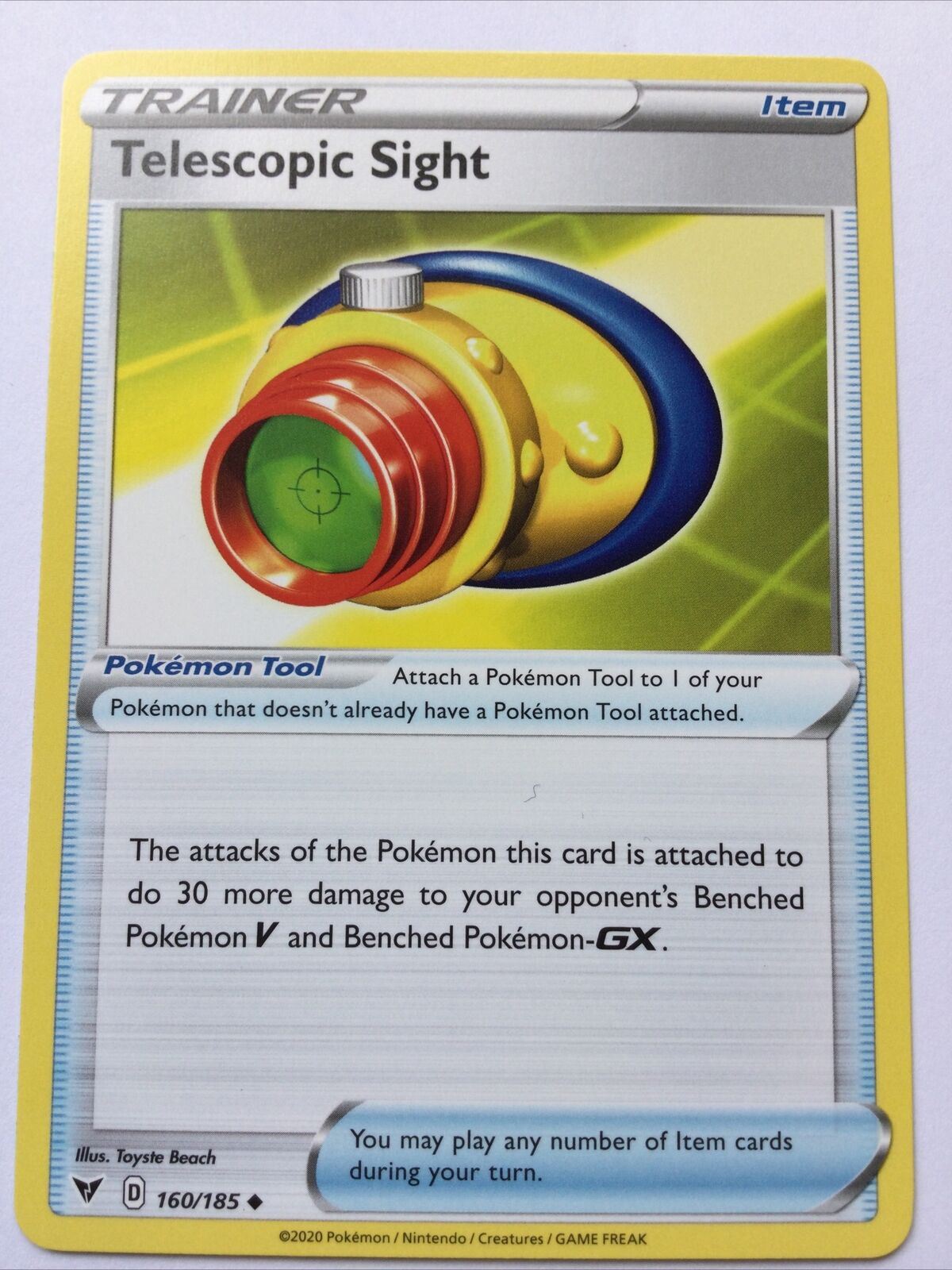TELESCOPIC SIGHT 160/185 TRAINER Pokemon Card 2020 Vivid Voltage Pack Fresh