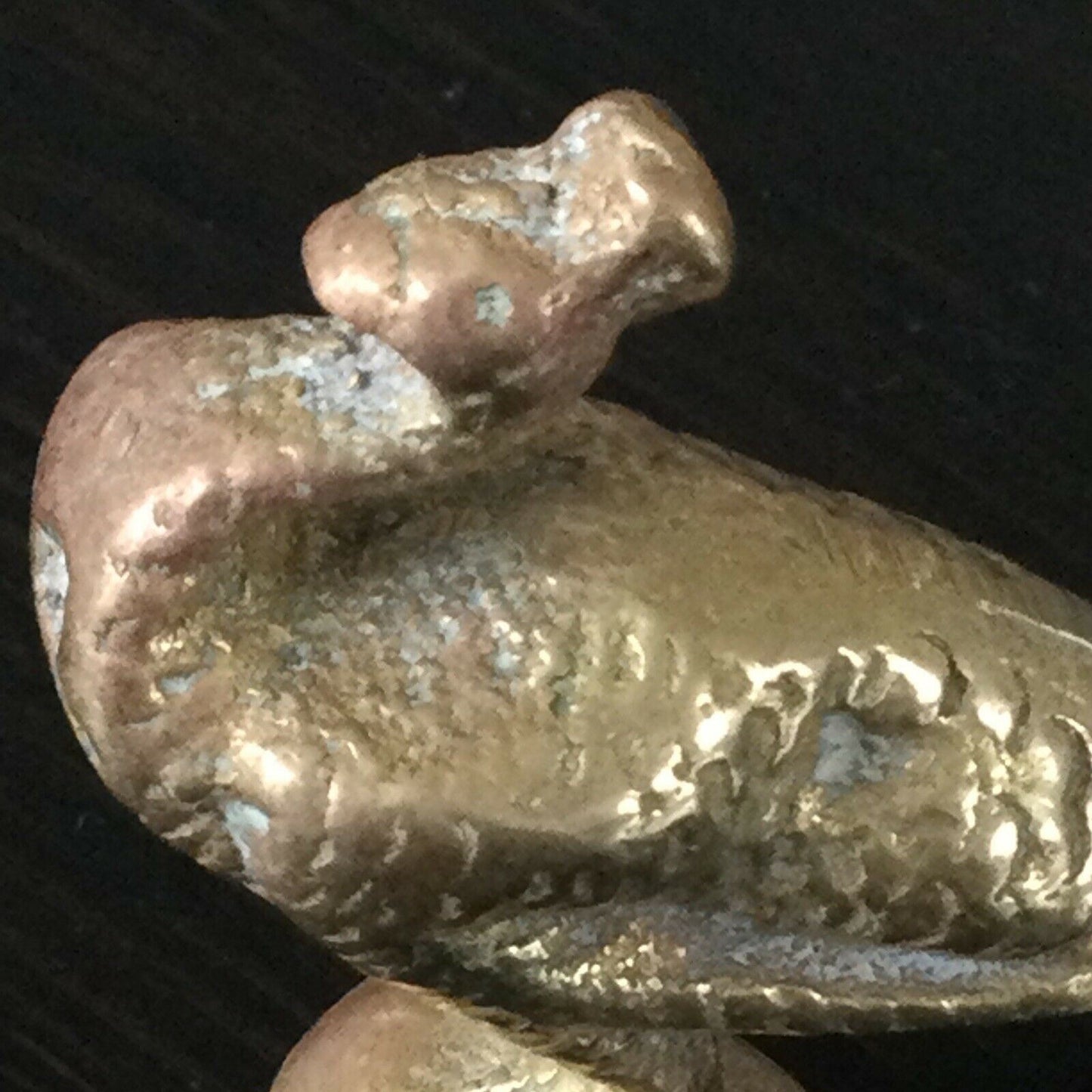 Vintage BRASS PEACOCK Ornament. Tail Down. Retro. Approx 9.5cm from Beak To Tail