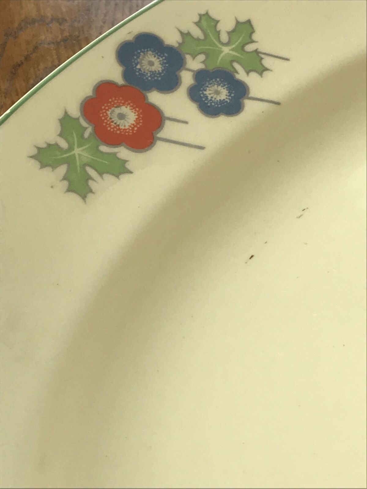 Vintage ART DECO 1930s LARGE SERVING PLATTER PLATE Anemone Design 36 x 28 cm