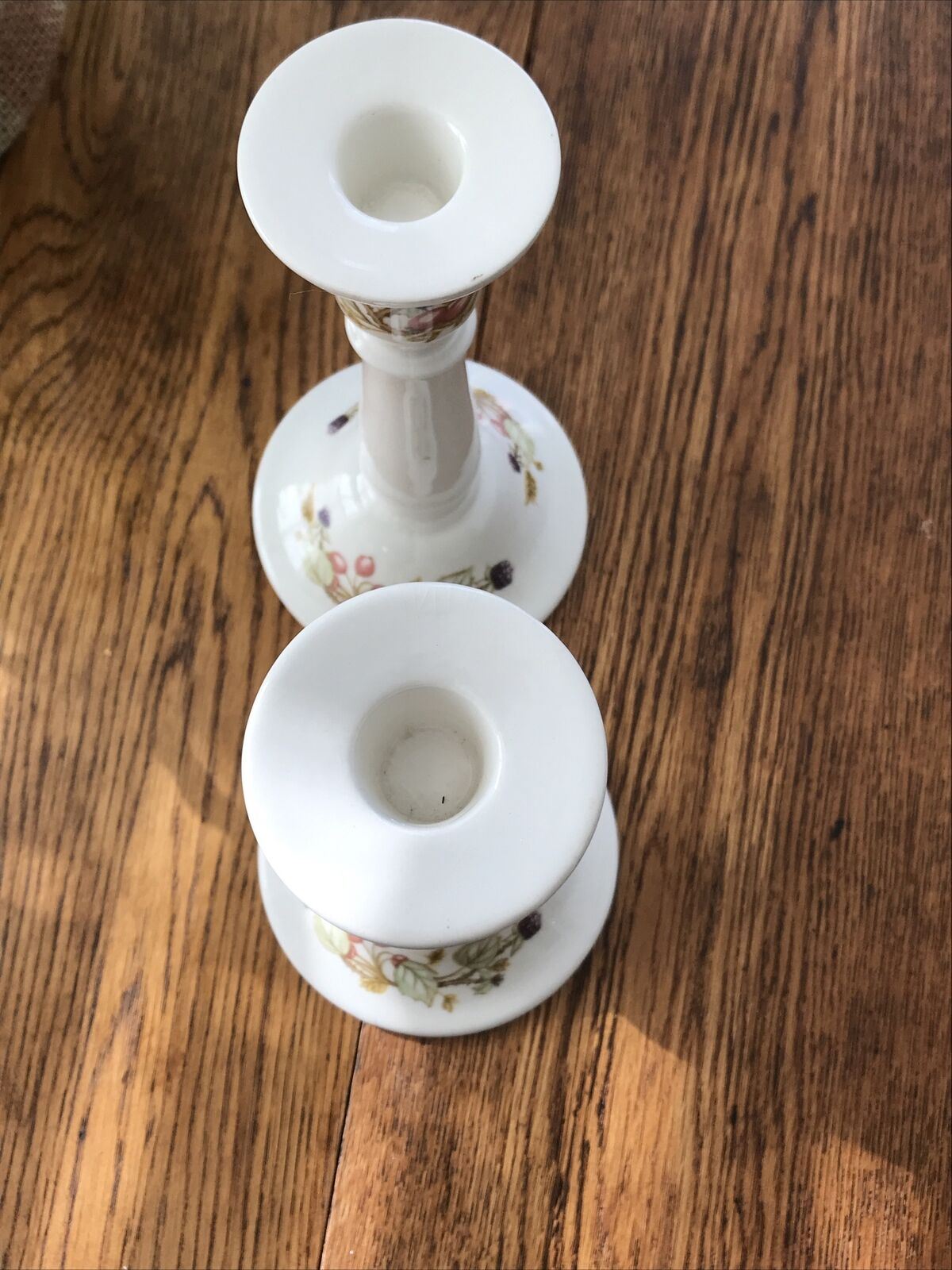 PAIR OF CERAMIC CANDLESTICKS. ROYAL WINTON IRONSTONE Bramble Design Blackberries